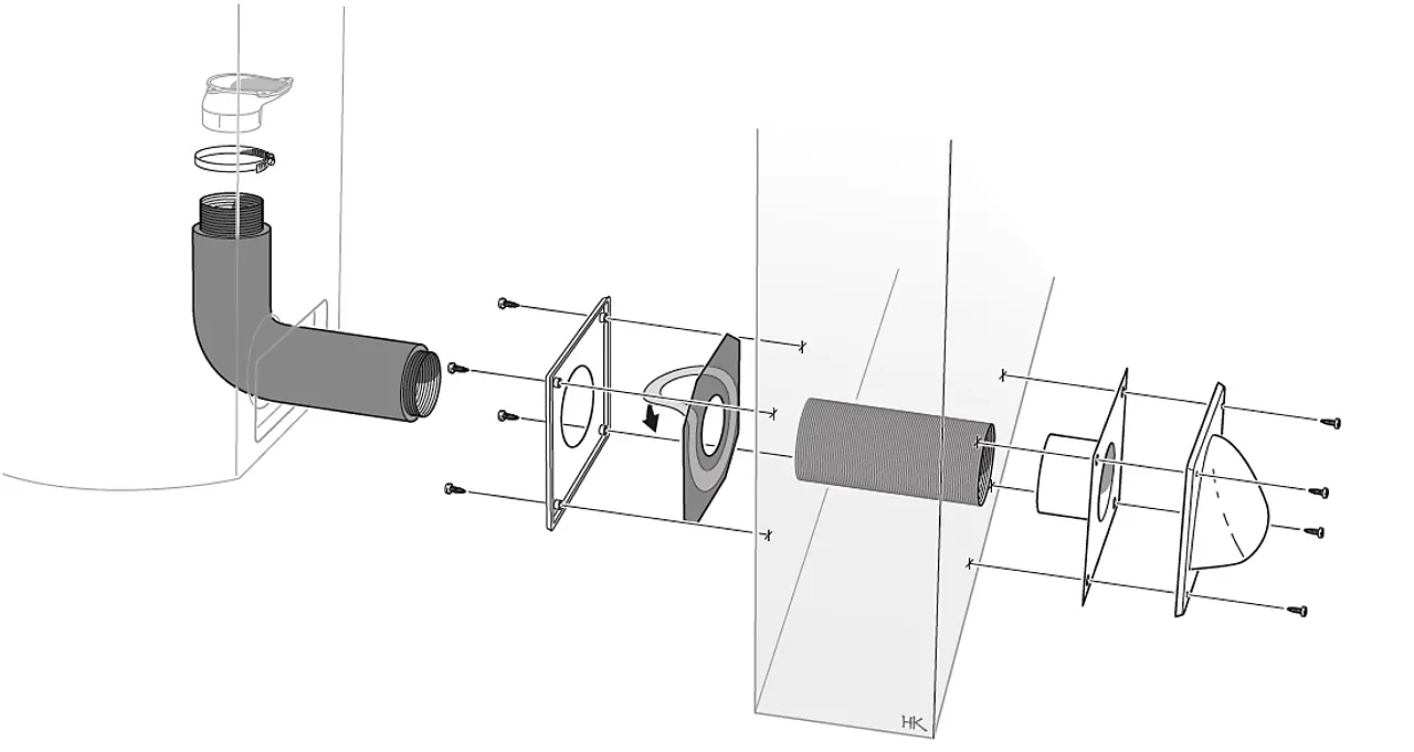 Frisklufttilførsel ø67 inkludert veggjennomføring Frisklufttilførsel ø67 inkludert veggjennomføring