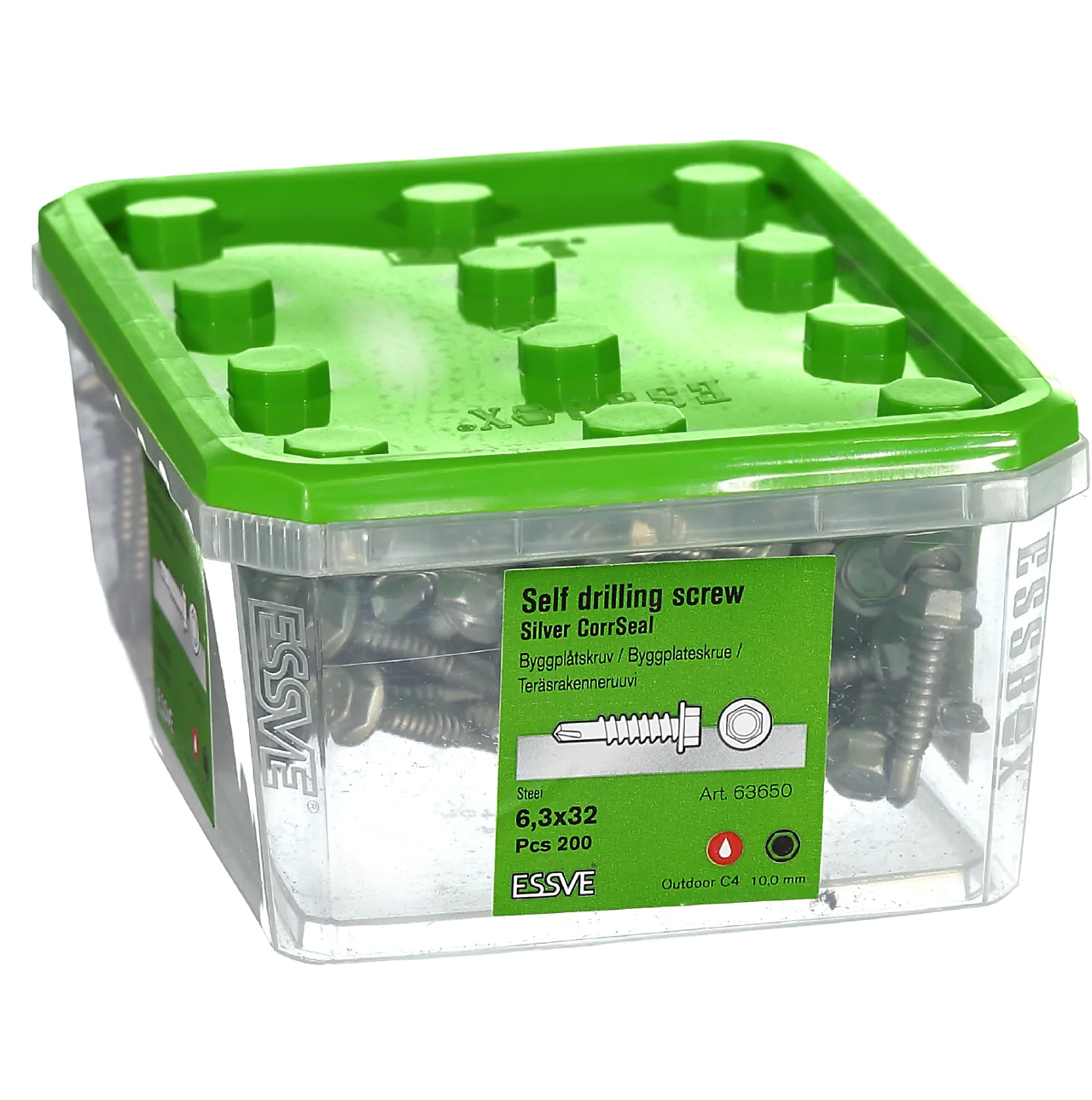 Plateskrue borspiss 6,3x32 cs -200 6-kant med flens corrseal behandlet null - null - 2 - Miniatyr