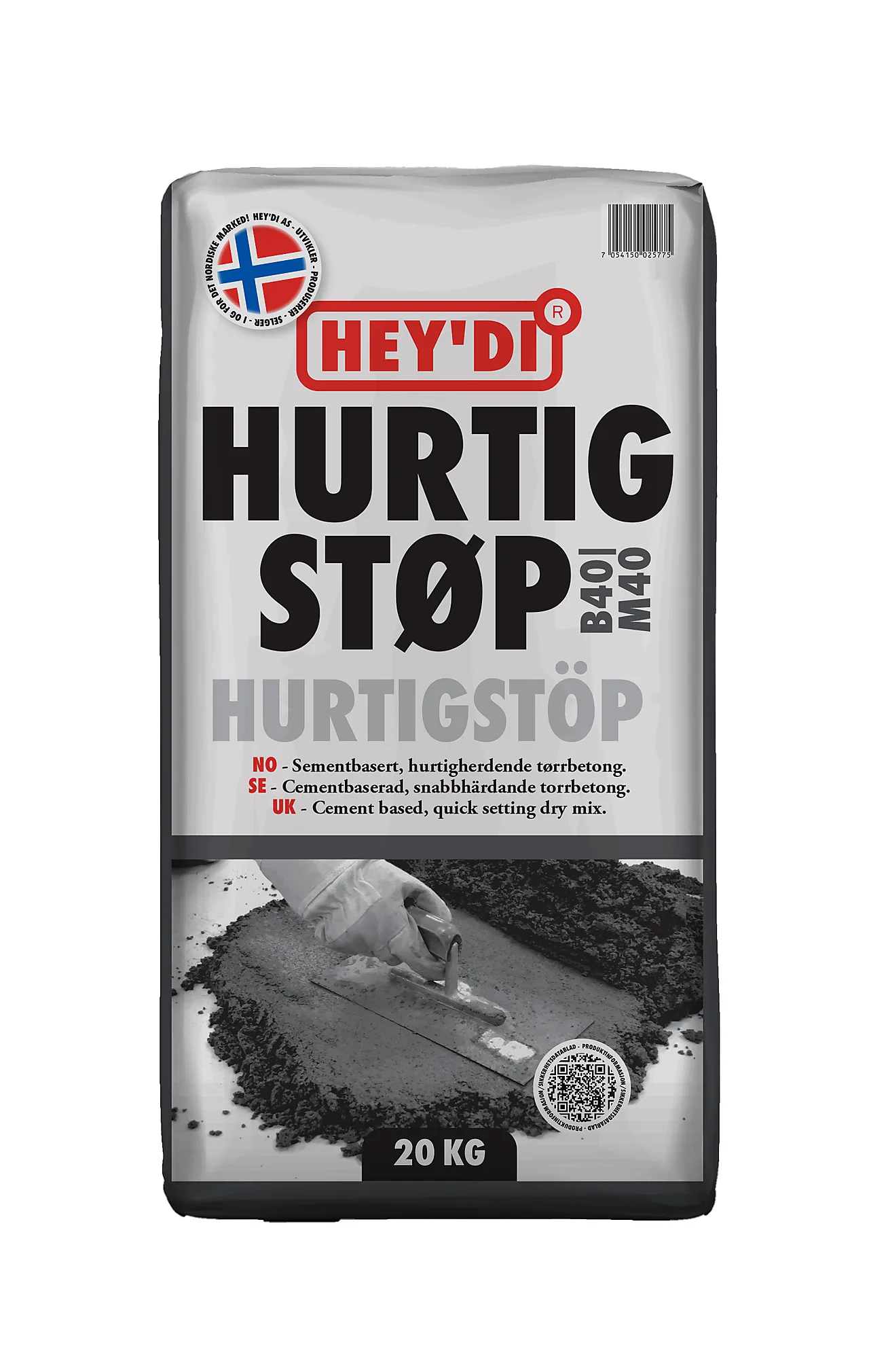 Heydi hurtigstøp 20kg støp hurtigherdende støpemasse