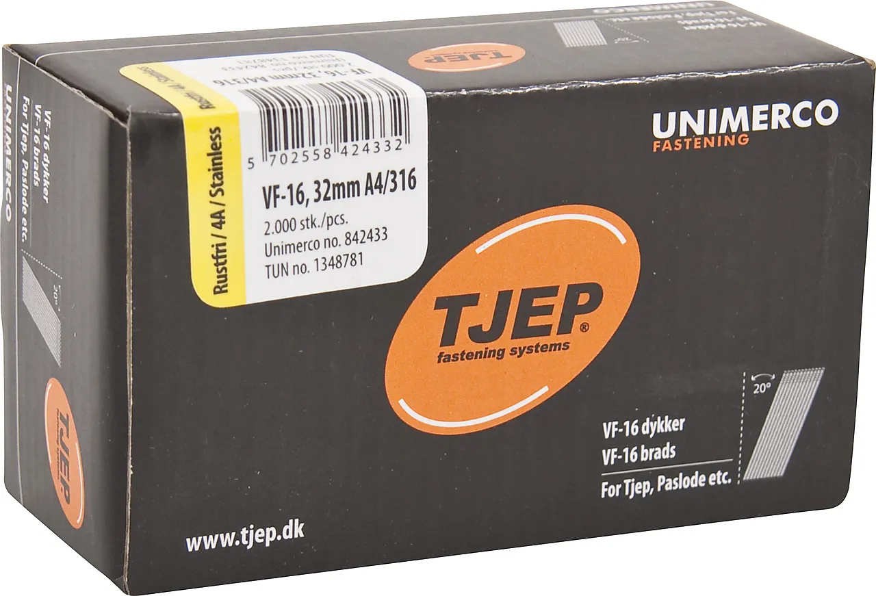 Tjep vf16 38 mm dykker syref. A4. Box 2.000 stk. null - null - 2 - Miniatyr