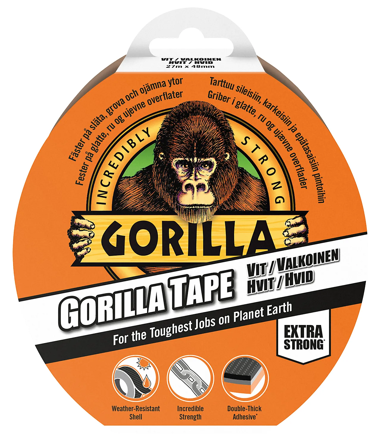 Tape Lerret hvit 27 mX48 mm