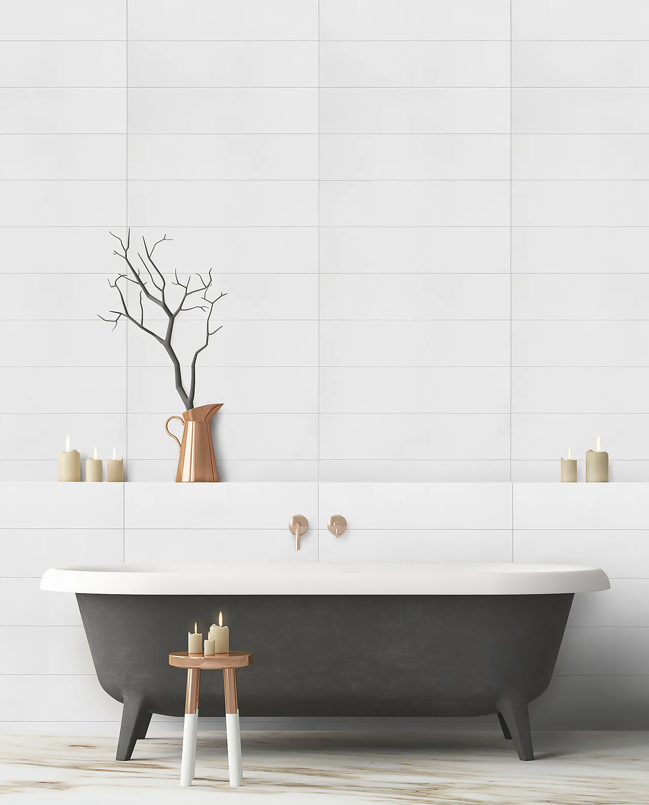 Baderomsplate vanntett hvit snø 60x15 cm 10,2 mm null - null - 2 - Miniatyr