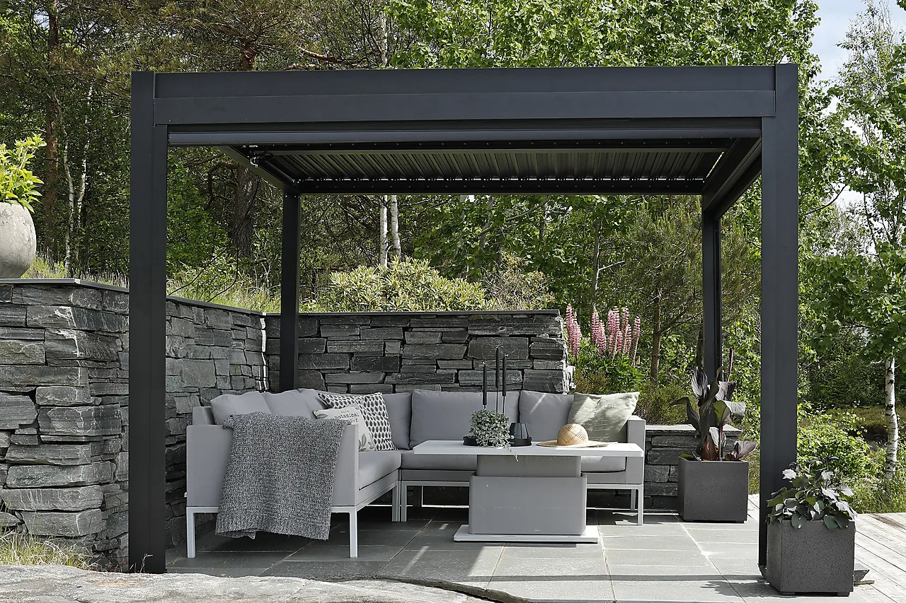 Pergola Stavern sort med tak 3x3 meter null - null - 3 - Miniatyr