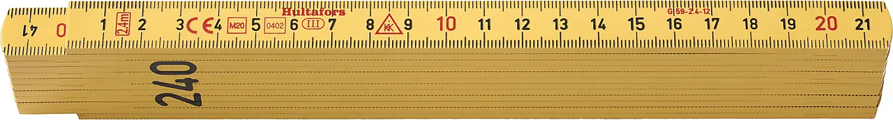 Meterstokk glassfiber gul 240 cm