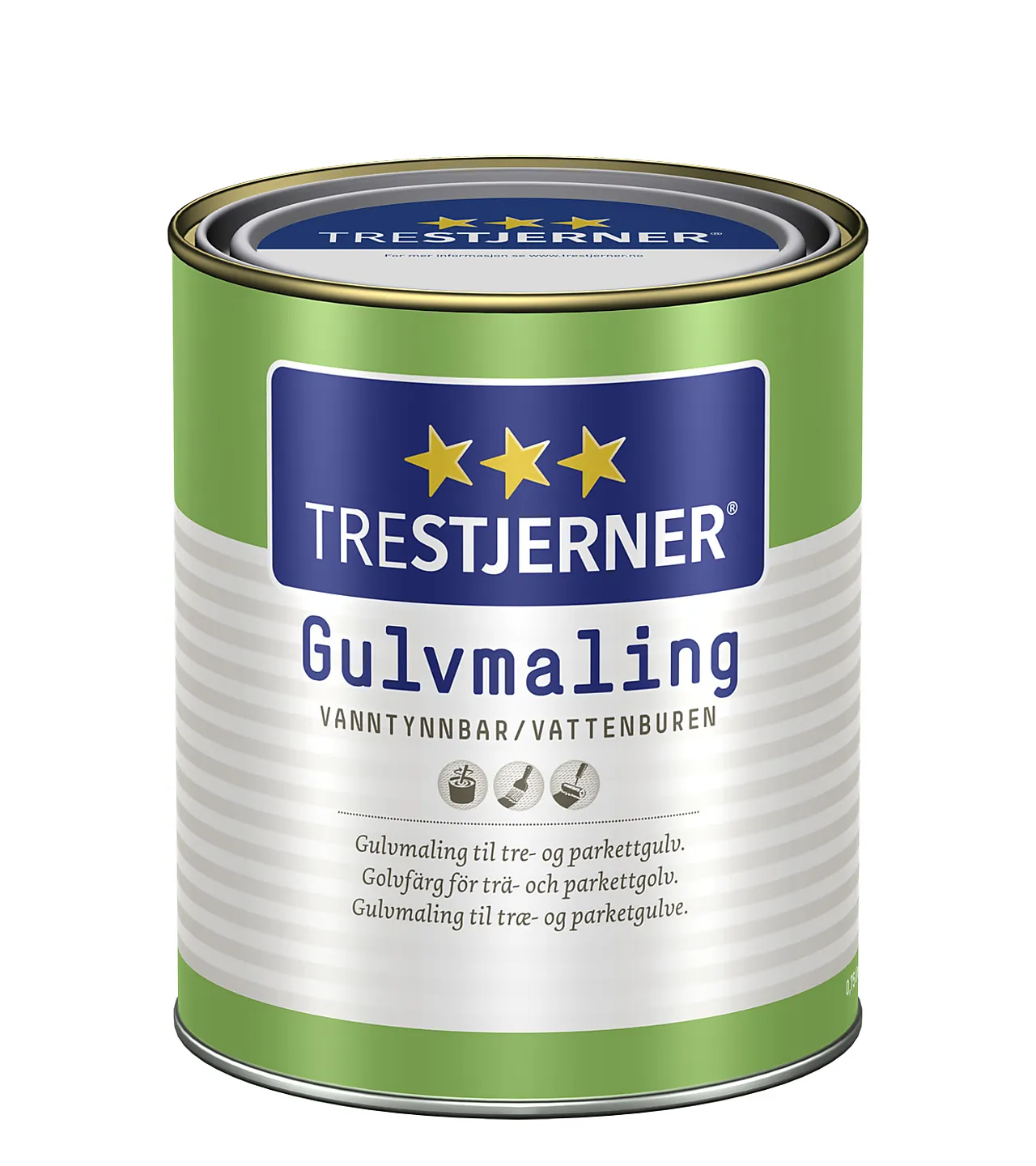 Trestjerner gulvmaling halvblank klassisk hvit base 0,68l