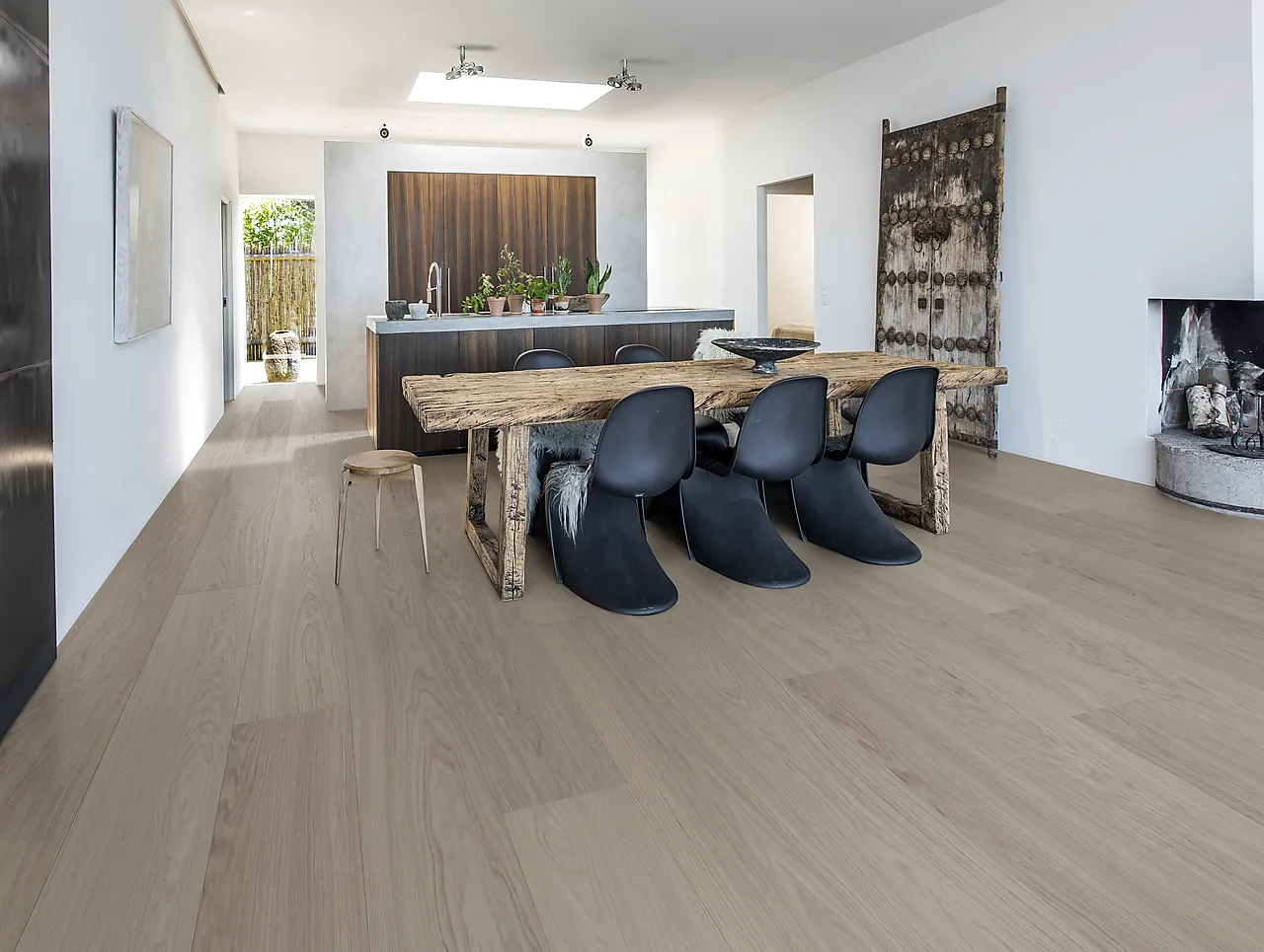 Gulv Eik Herdet Gryby XXL grå Mattlakk