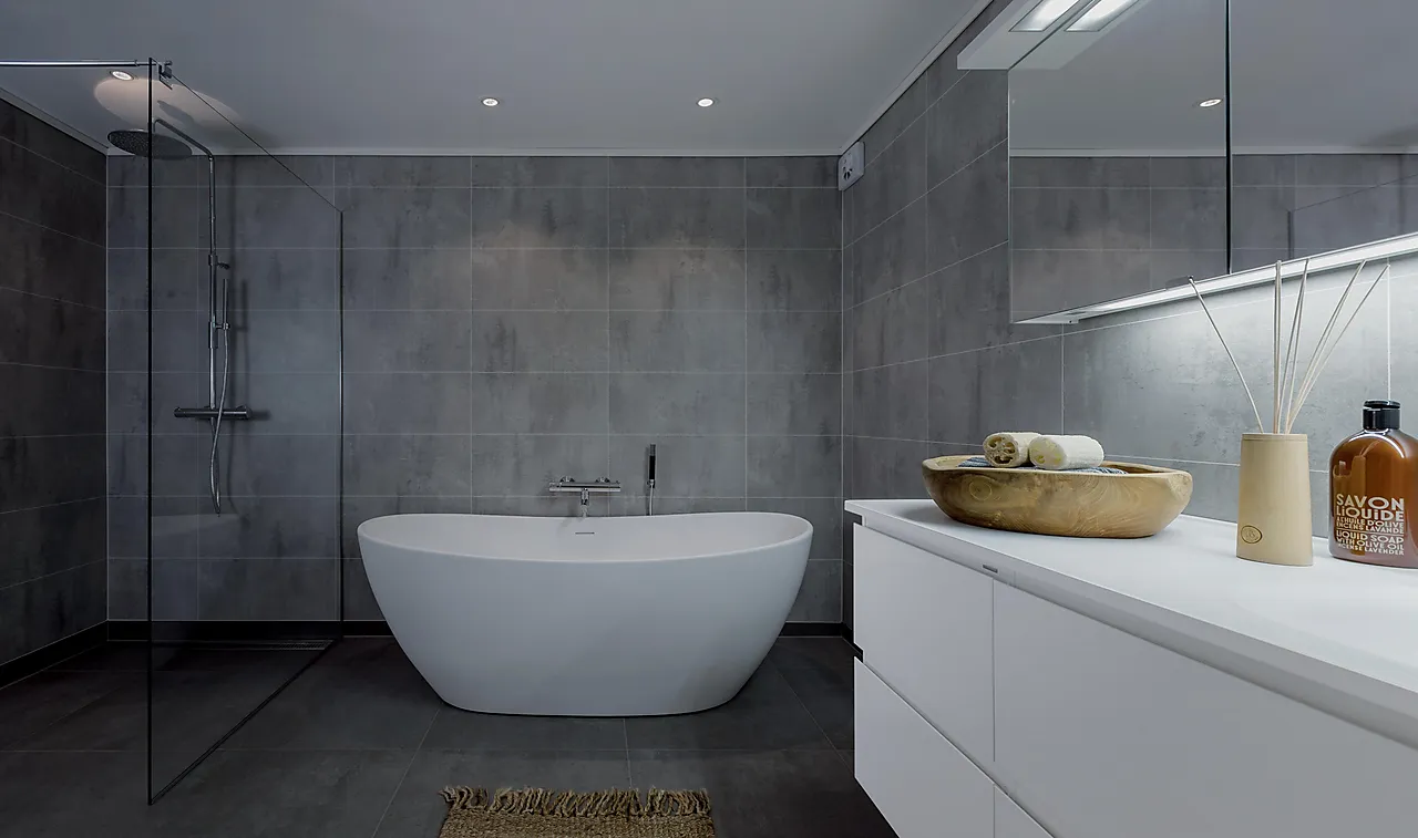 Baderomsplate sement flis 60x30 cm 10,2x620x2400 mm null - null - 3 - Miniatyr