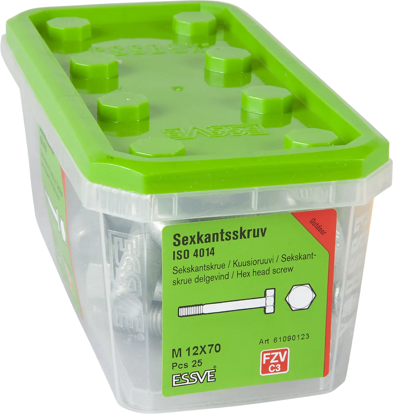 Sekskantskrue dg m12x70 fzv -25 delgjenget varmforsinket stål null - 70 - 2 - Miniatyr