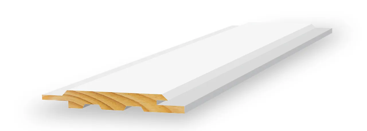 Skyggepanel skrå endepløyd 13x120x4850 mm hvitmalt furu Skyggepanel skrå endepløyd 13x120x4850 mm hvitmalt furu