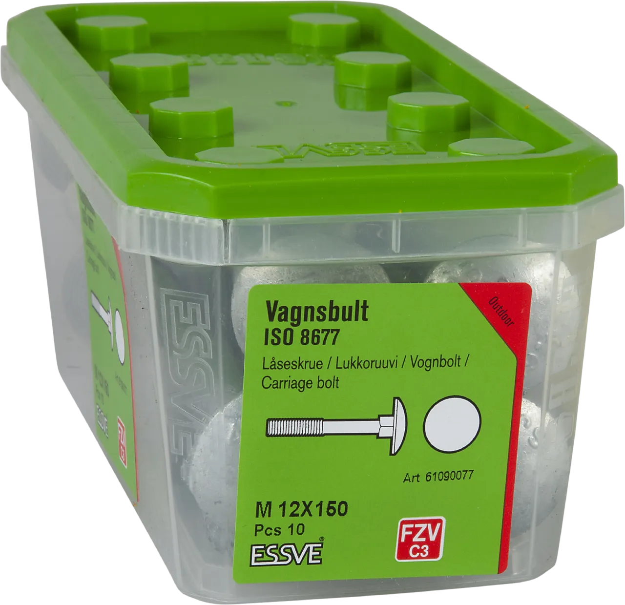 Låseskrue m12x150 din603 fzv -10 varmforsinket stål iso8677 null - null - 2 - Miniatyr