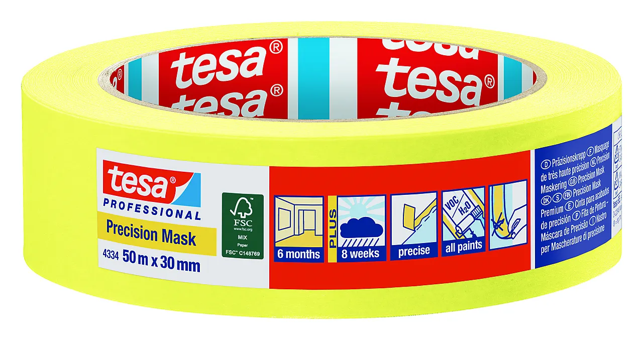 Maskeringstape Precision gul 50 m x 30 mm