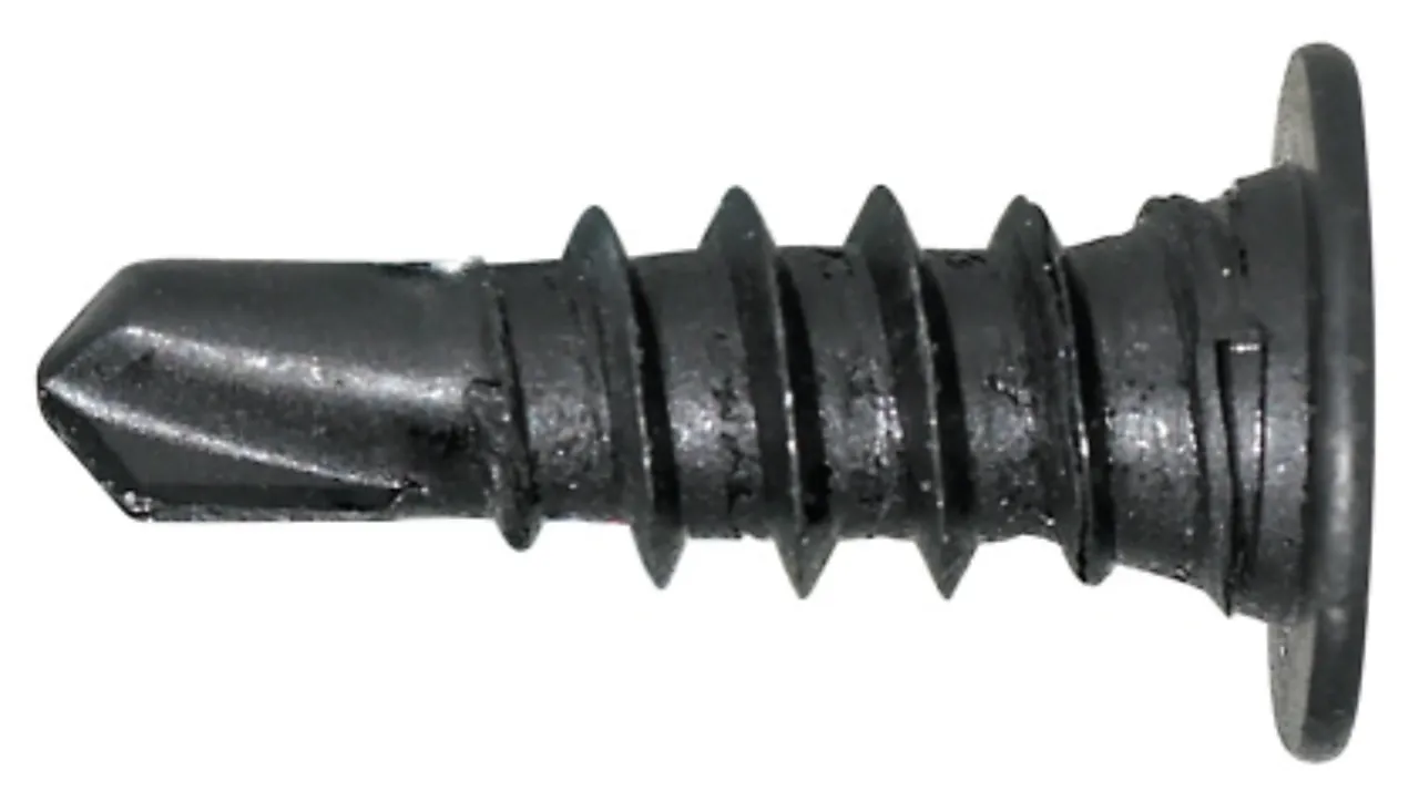 Skivehodeskrue borspiss 4,2x13 a500 sort ph2 flat stål/stål Skivehodeskrue borspiss 4,2x13 a500 sort ph2 flat stål/stål