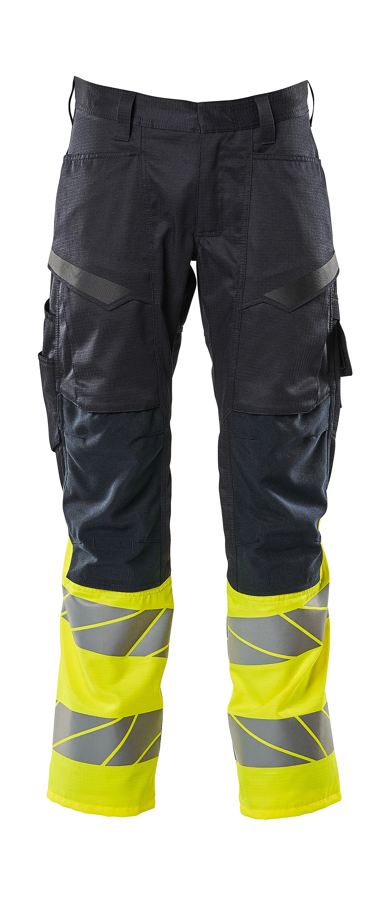 Bukse marine/gul 82c56 19679 hi-vis med knelommer stretchpanel Bukse marine/gul 82c56 19679 hi-vis med knelommer stretchpanel