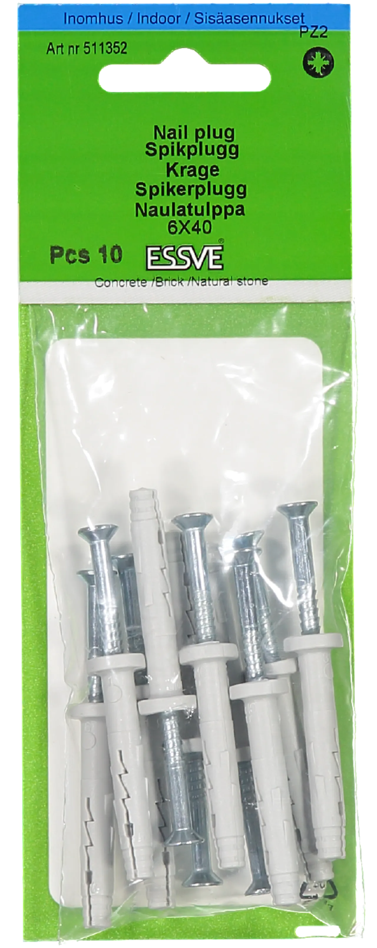 Spikerplugg med krage 6x40 fzb-10 senkhode blankforsinket stål null - null - 2 - Miniatyr