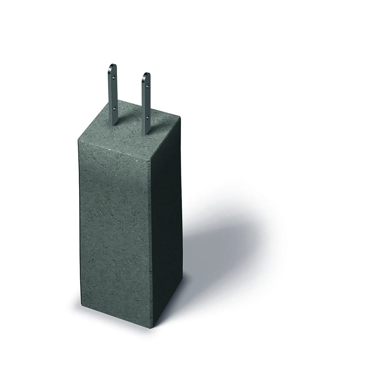 Betong fundament 500x185x185 mm m/ fast stolpesko 48 mm Betong fundament 500x185x185 mm m/ fast stolpesko 48 mm