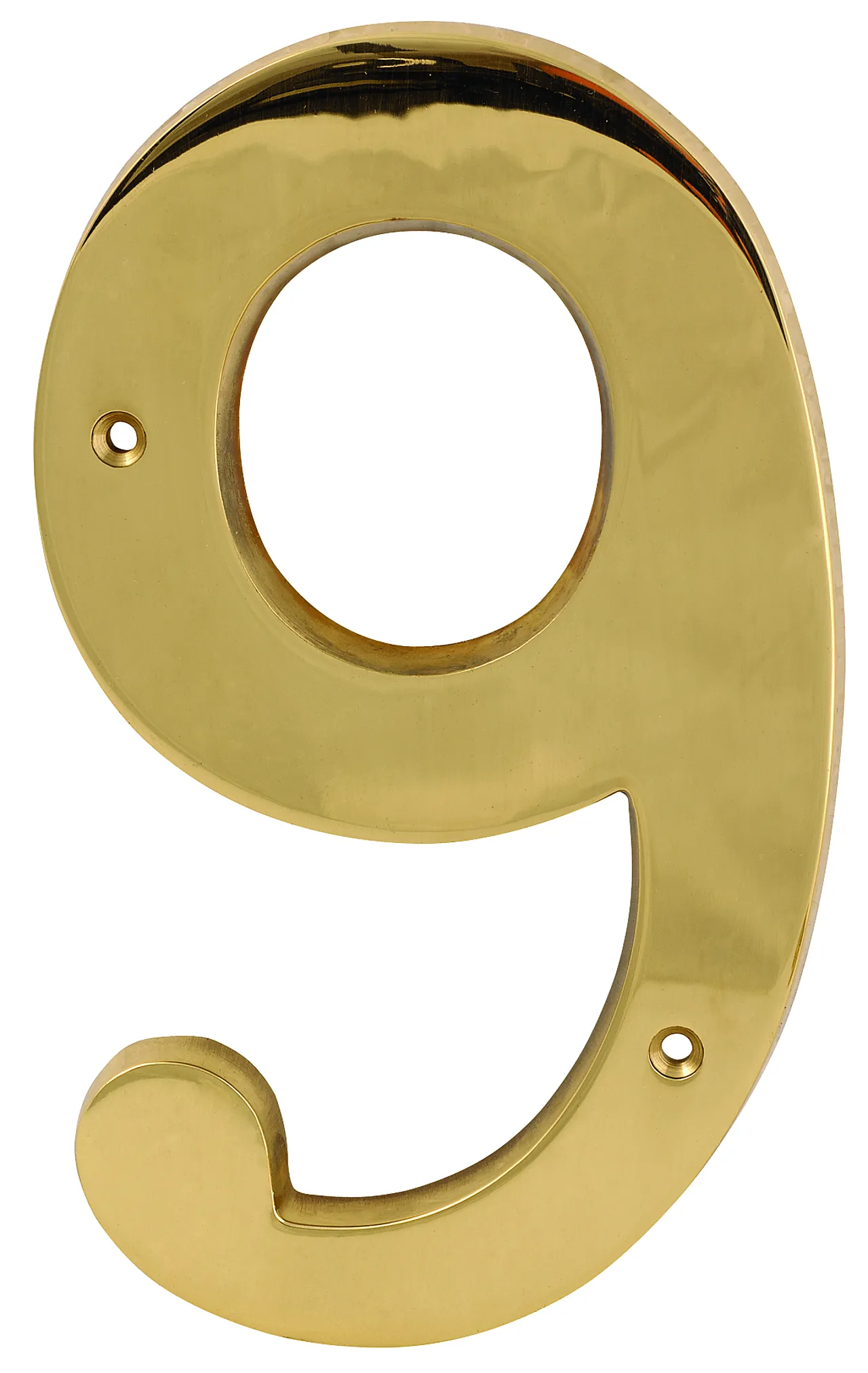 Husnummer 9 msp 155mm messing polert