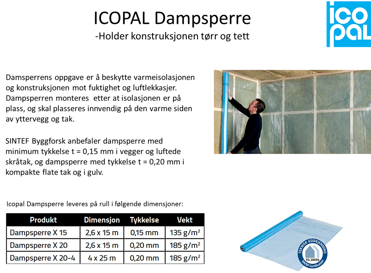 Dampsperre 2,6 m x-20 icopal 0,20mm x 2,6x15m null - null - 2 - Miniatyr