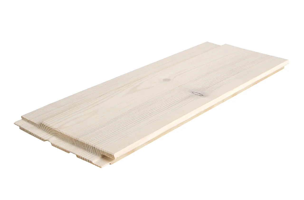 Skyggepanel med skrå kant 12x120 mm hvitlasert furu klasse 1 Skyggepanel med skrå kant 12x120 mm hvitlasert furu klasse 1