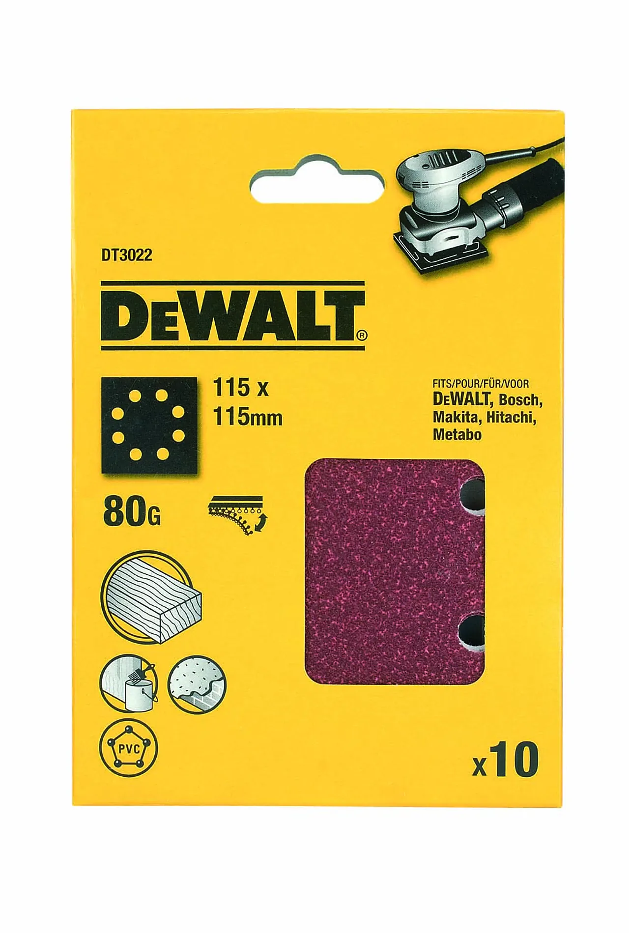 Slipepapir DT3022, 80k, 115x115 mm med borrelås Slipepapir DT3022, 80k, 115x115 mm med borrelås