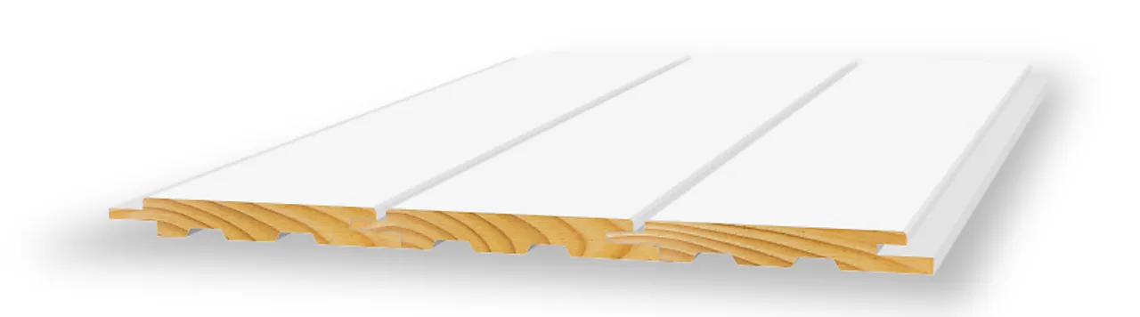 Opus sprekkpanel endepløyd 13x120x4850 mm hvitmalt furu Opus sprekkpanel endepløyd 13x120x4850 mm hvitmalt furu