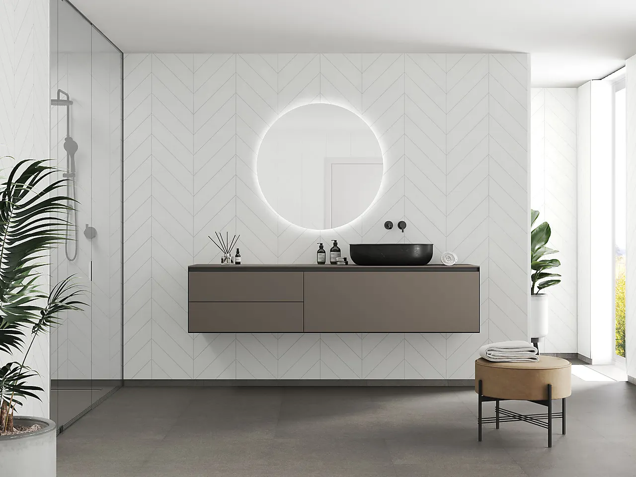 Fibo baderomsplate Moonstone Chevron 10x620x2400mm null - null - 2 - Miniatyr