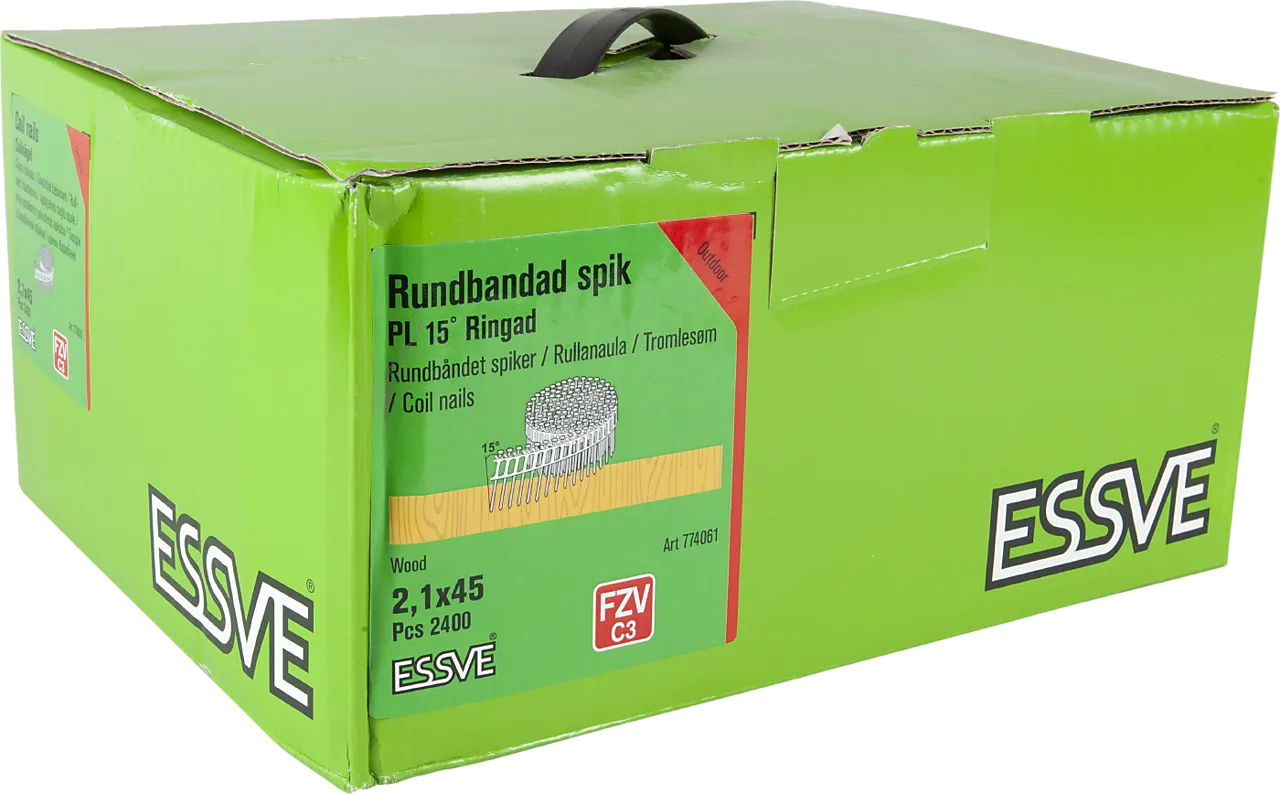 Spiker coil 15gr 2,1x45 fzv -2400 plastbåndet 15 grader varmforsinket Spiker coil 15gr 2,1x45 fzv -2400 plastbåndet 15 grader varmforsinket