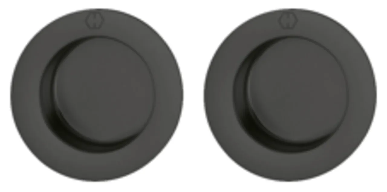 Skyvedørsskåler rund black matt skålhåndtak svart matt