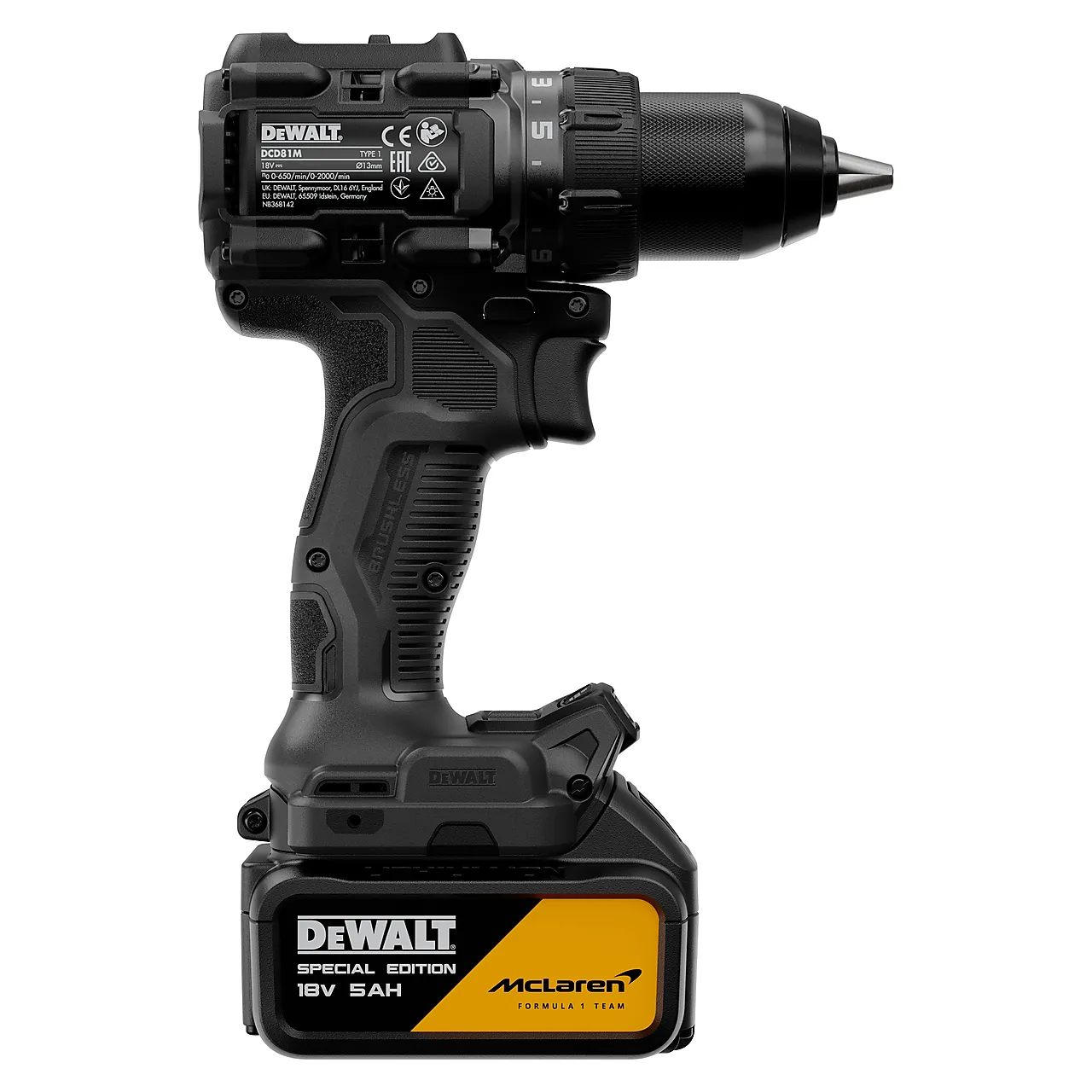 DeWalt drill 18V XR McLaren med 2x5,0 Ah batteri og lader
