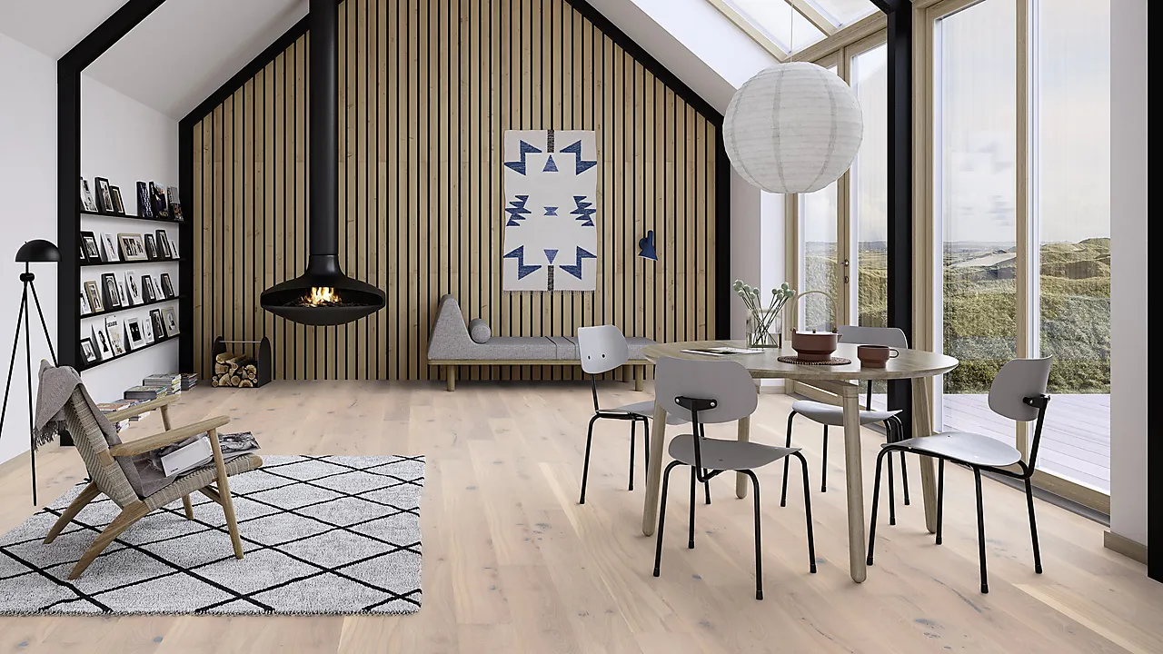 Parkett 1-stav Eik Pale White Live Pure lakk