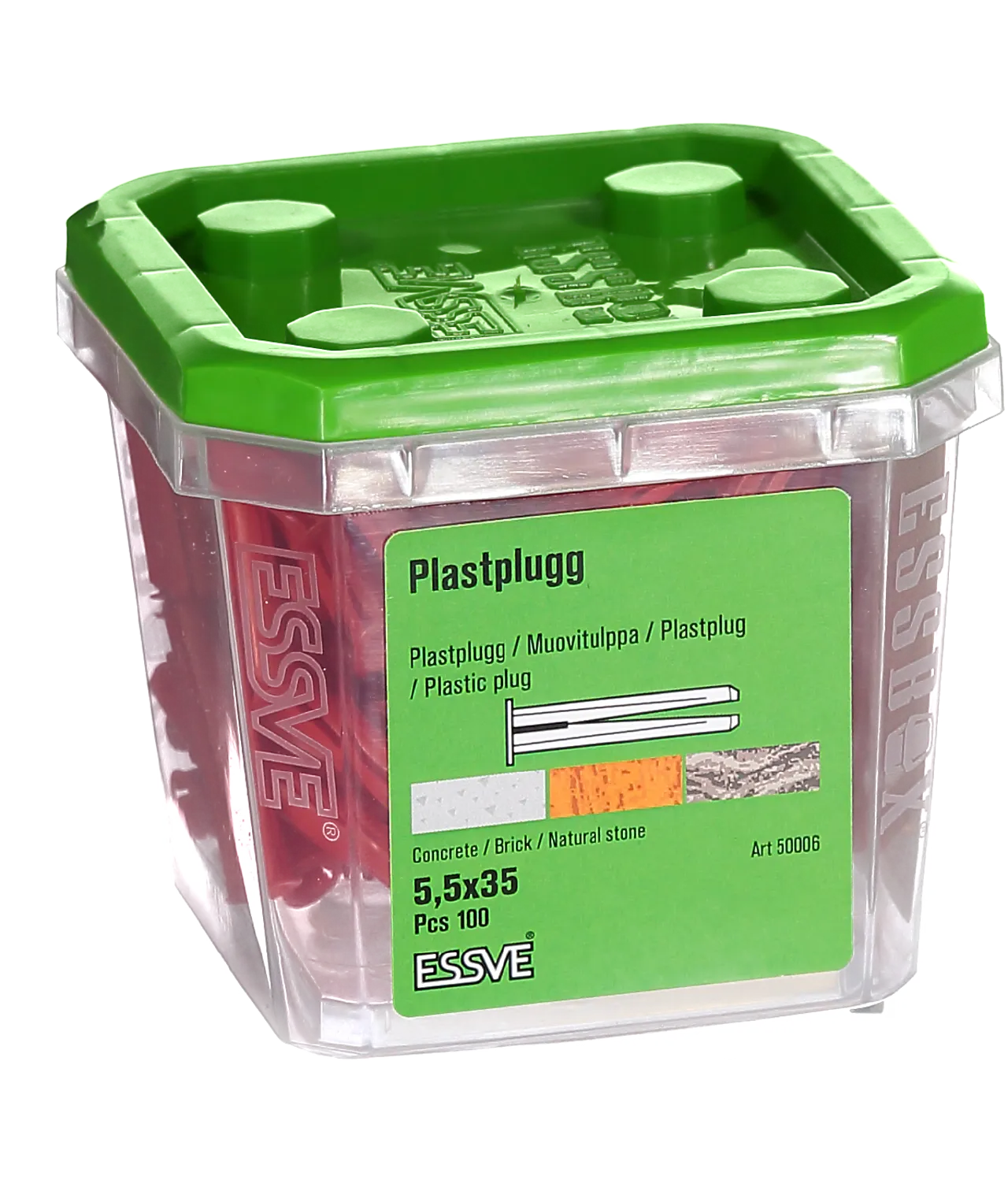 Plastplugg rød 5,5x35 a-100essve Plastplugg rød 5,5x35 a-100essve