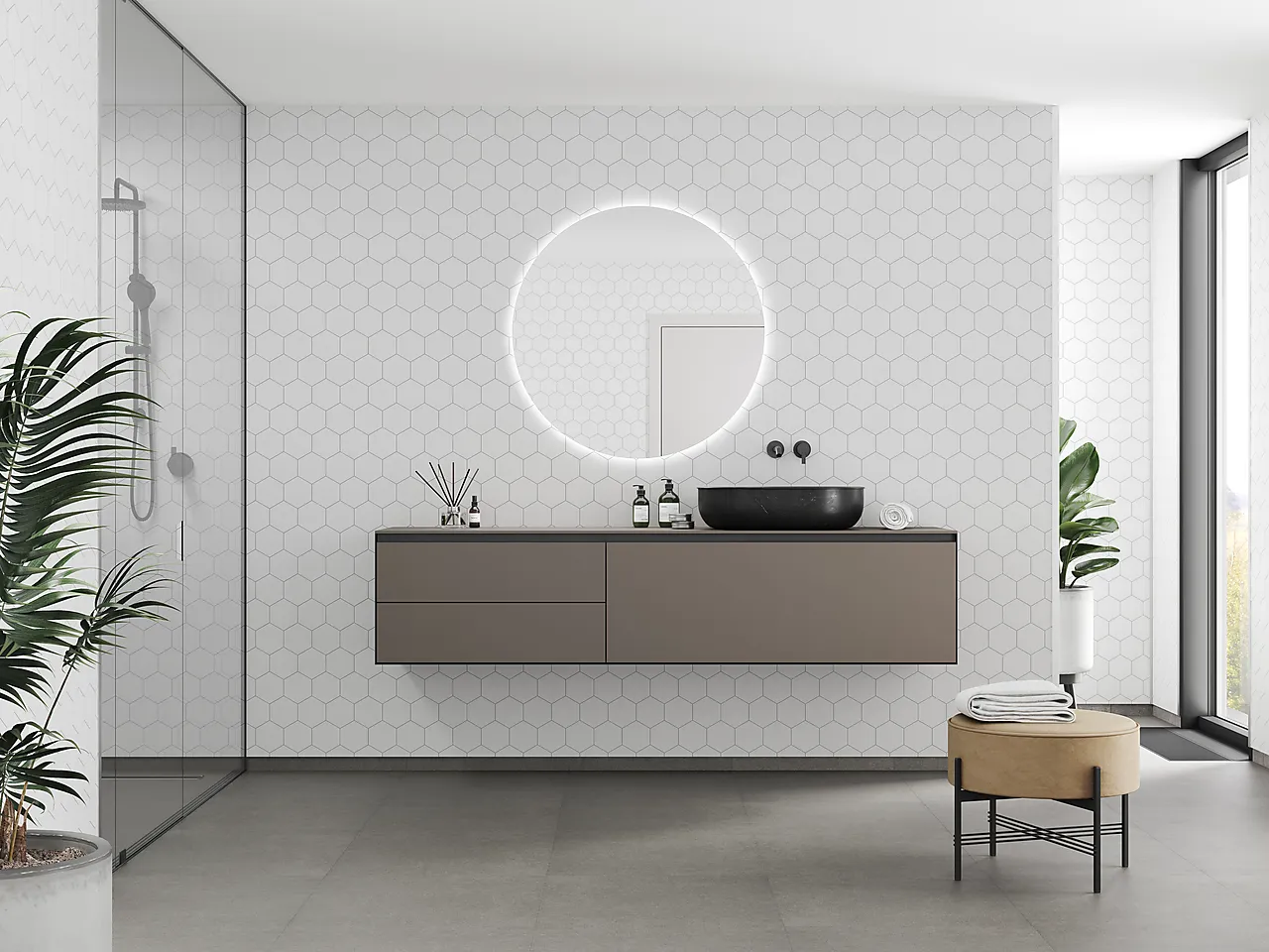 Fibo Baderomsplate 2094M71 White Hexagon 10x620x2400mm null - null - 2 - Miniatyr