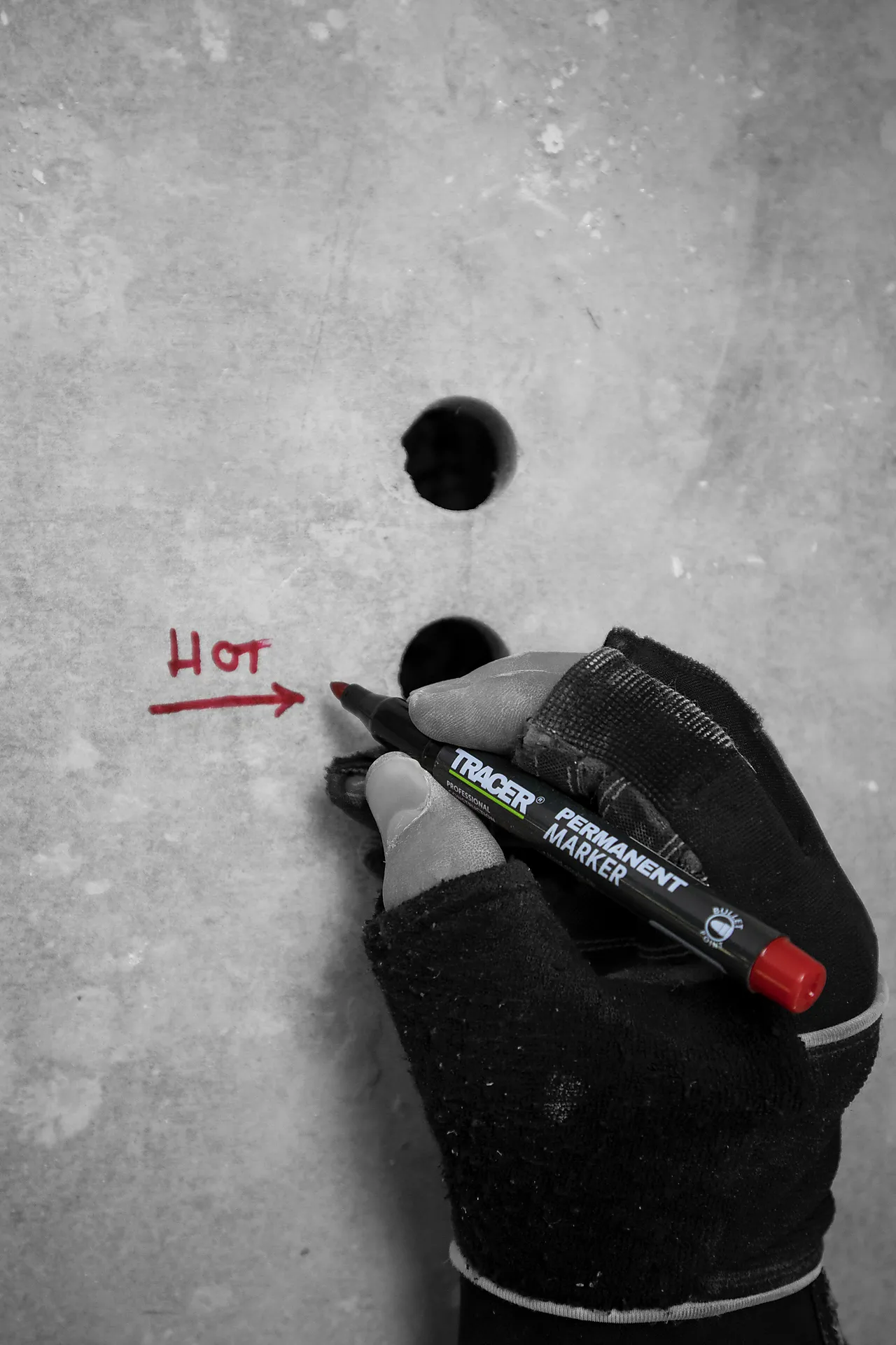 Tracer merker permanent rødt null - null - 3 - Miniatyr