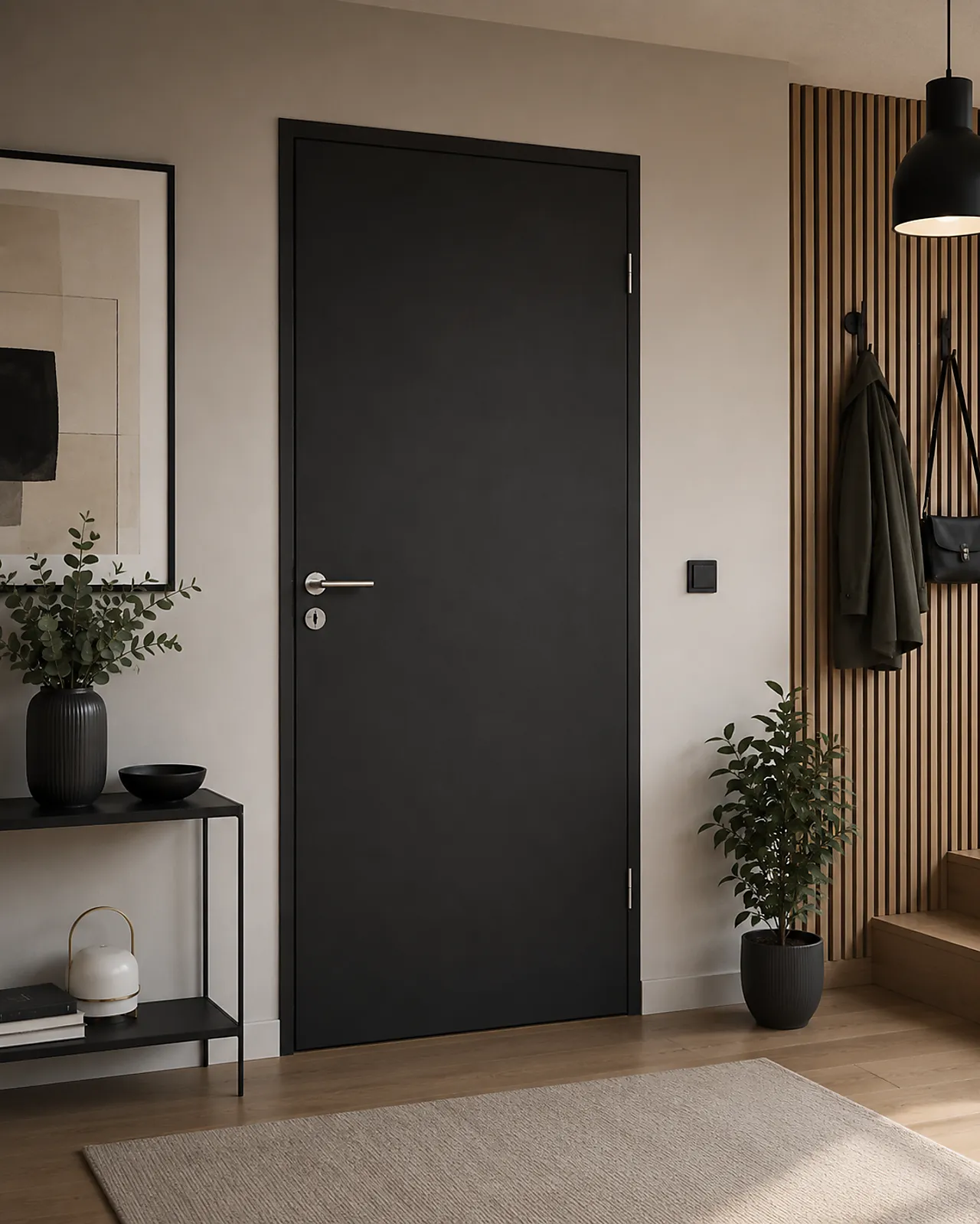 Dør stable 9x21 dempet svart massiv malt dør null - null - 2 - Miniatyr