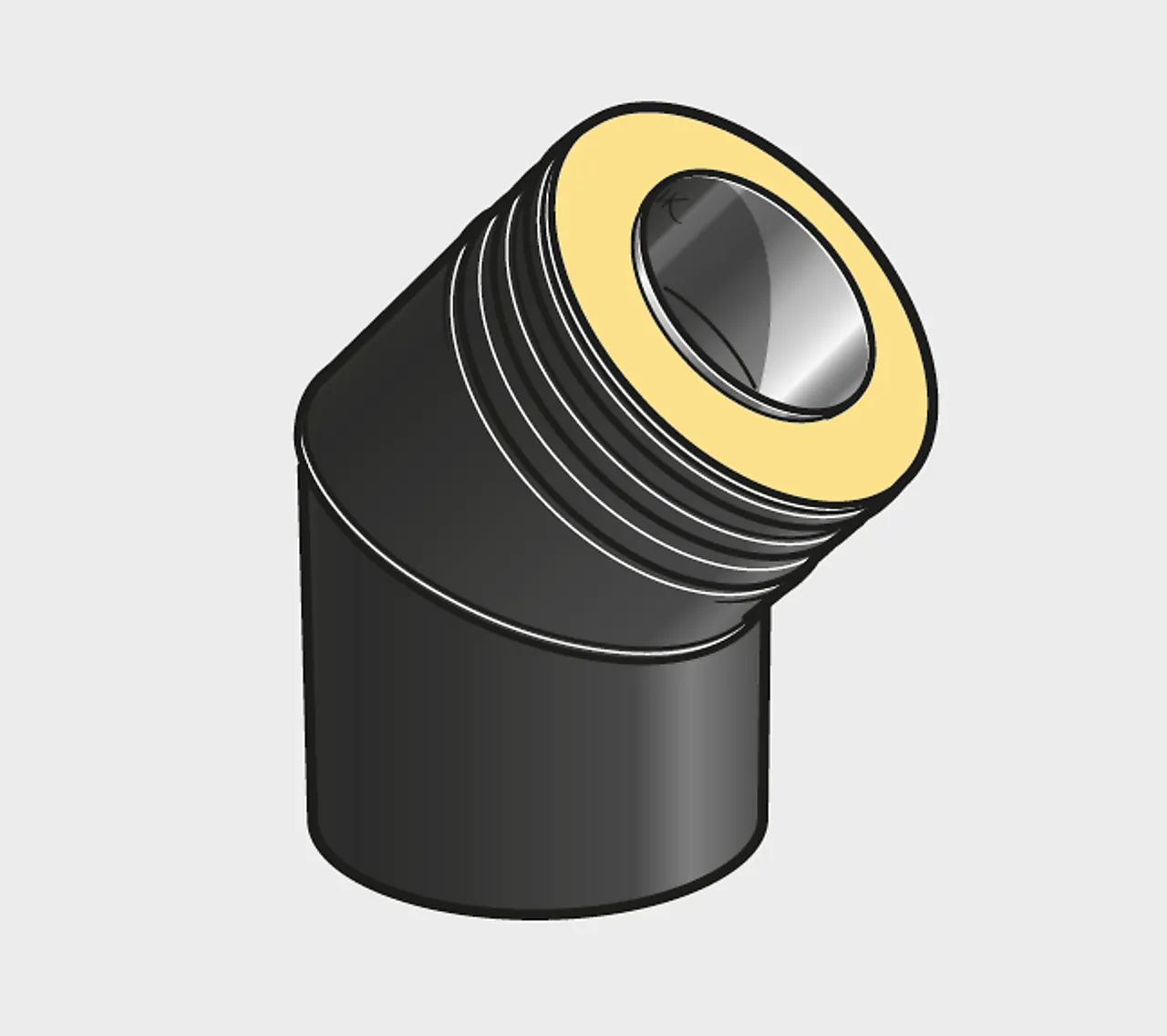Std-vinkel 45gr for bakmont svart