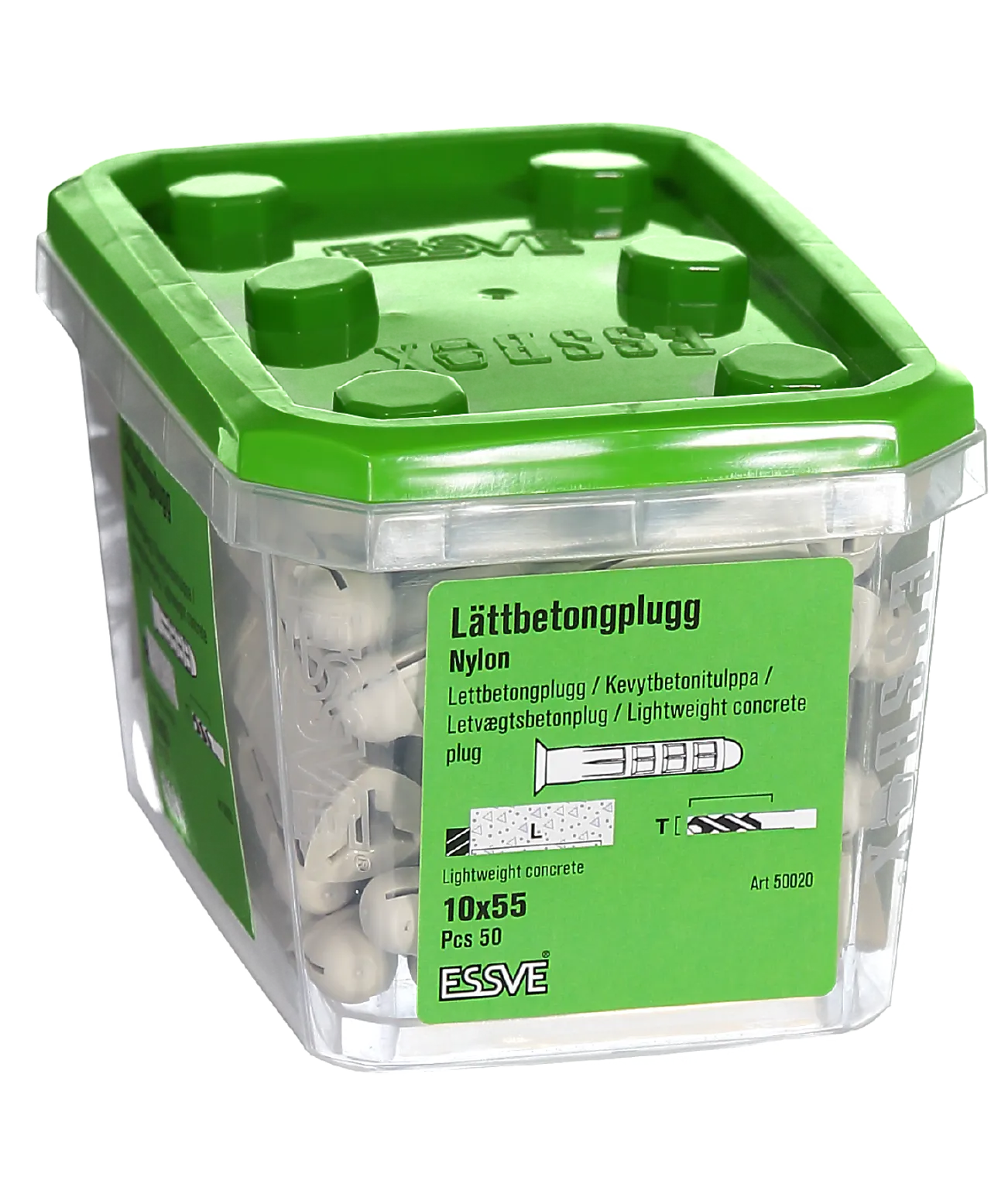 Lettbetongplugg nylon 10x55 -50, montering i porøse materialer null - null - 2 - Miniatyr