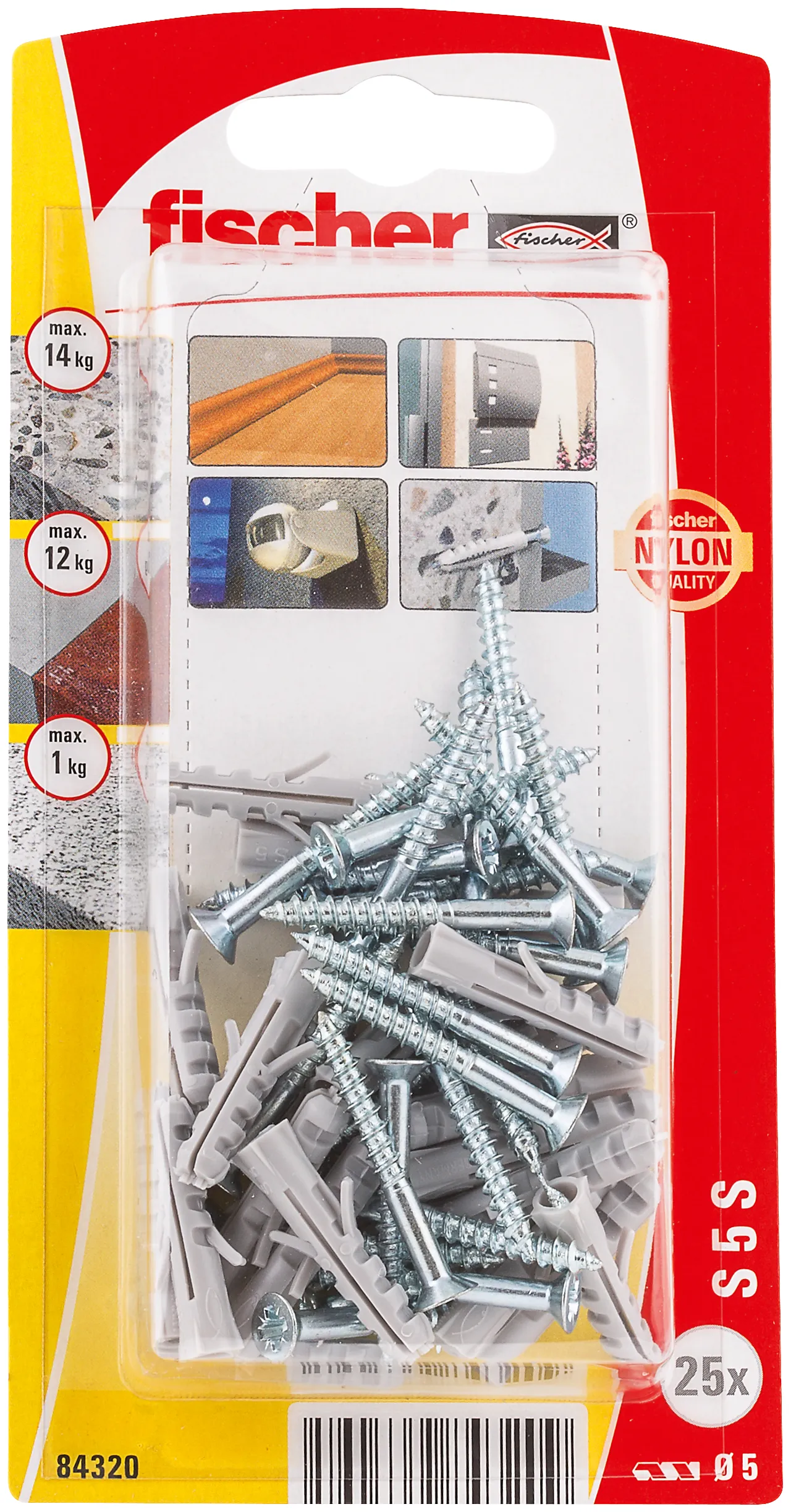 Nylonplugg m/sponplateskrue S 5 SPK blisterkort a 25 stk null - null - 2 - Miniatyr