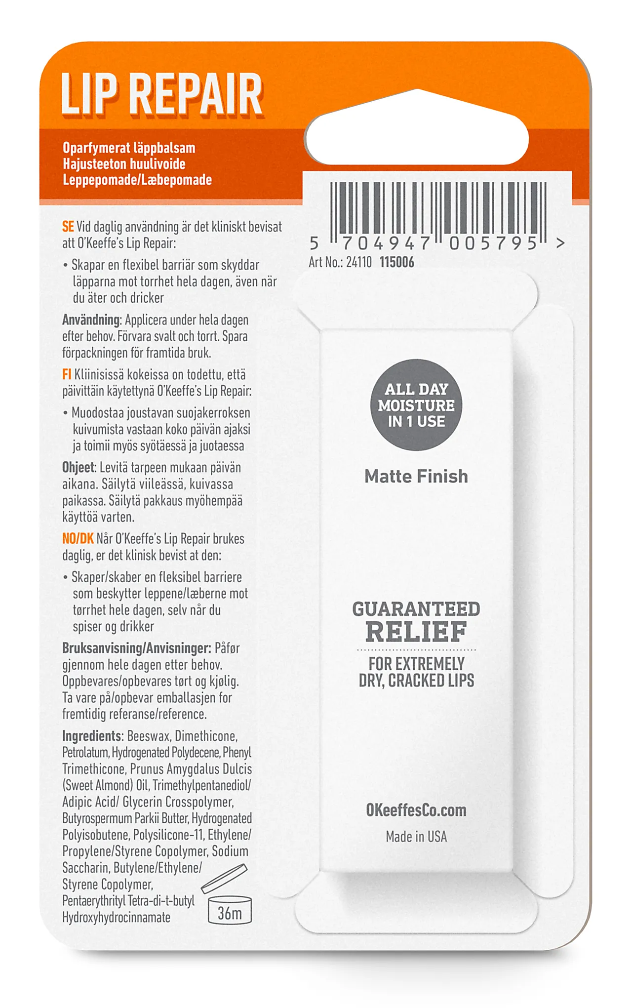 Leppepomade lip repair unscented 4,2 gram null - null - 3 - Miniatyr