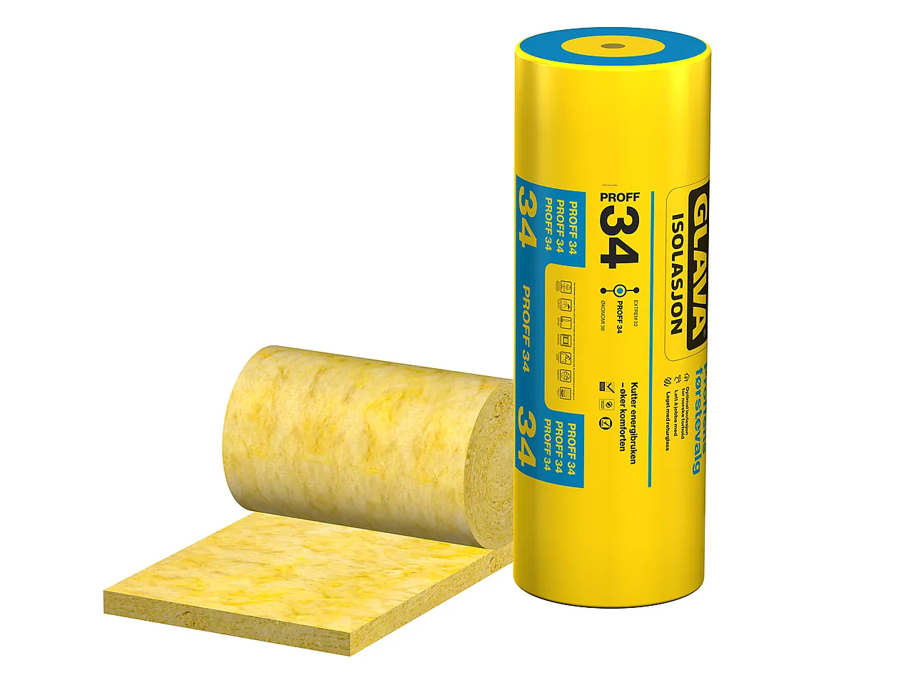 Isolasjon proff 34 rull 150x570x3200 mm 2 stk Isolasjon proff 34 rull 150x570x3200 mm 2 stk
