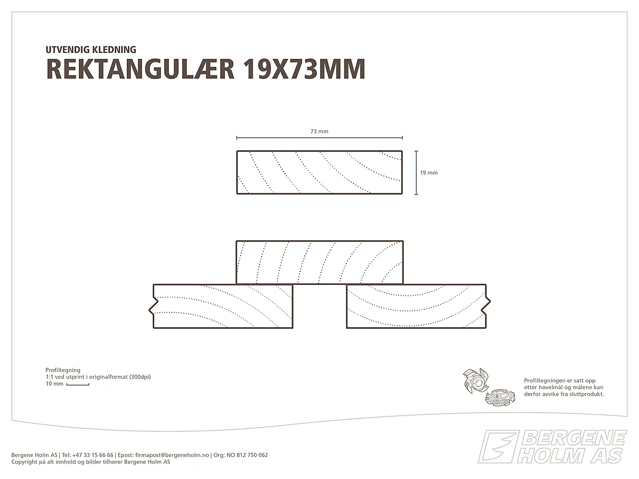 Kledning rektangulær ubehandlet 19x73 mm gran klasse 1 null - null - 2 - Miniatyr