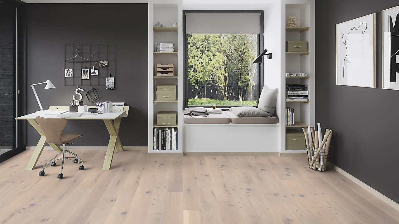 Parkett 1-stav eik pale white pure