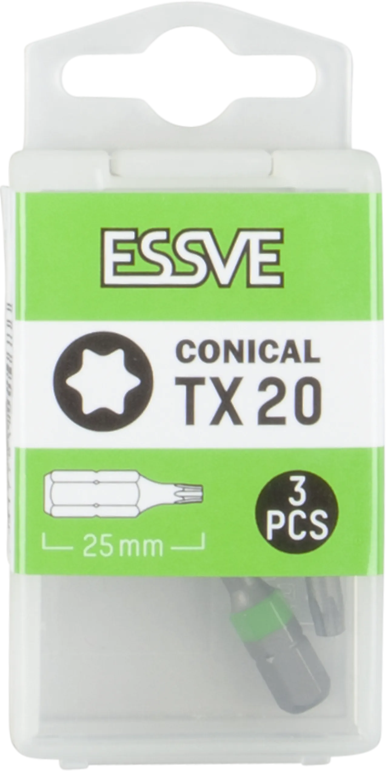 Bits tx20 25mm koniske a-3, grønn fargemarkering null - null - 3 - Miniatyr