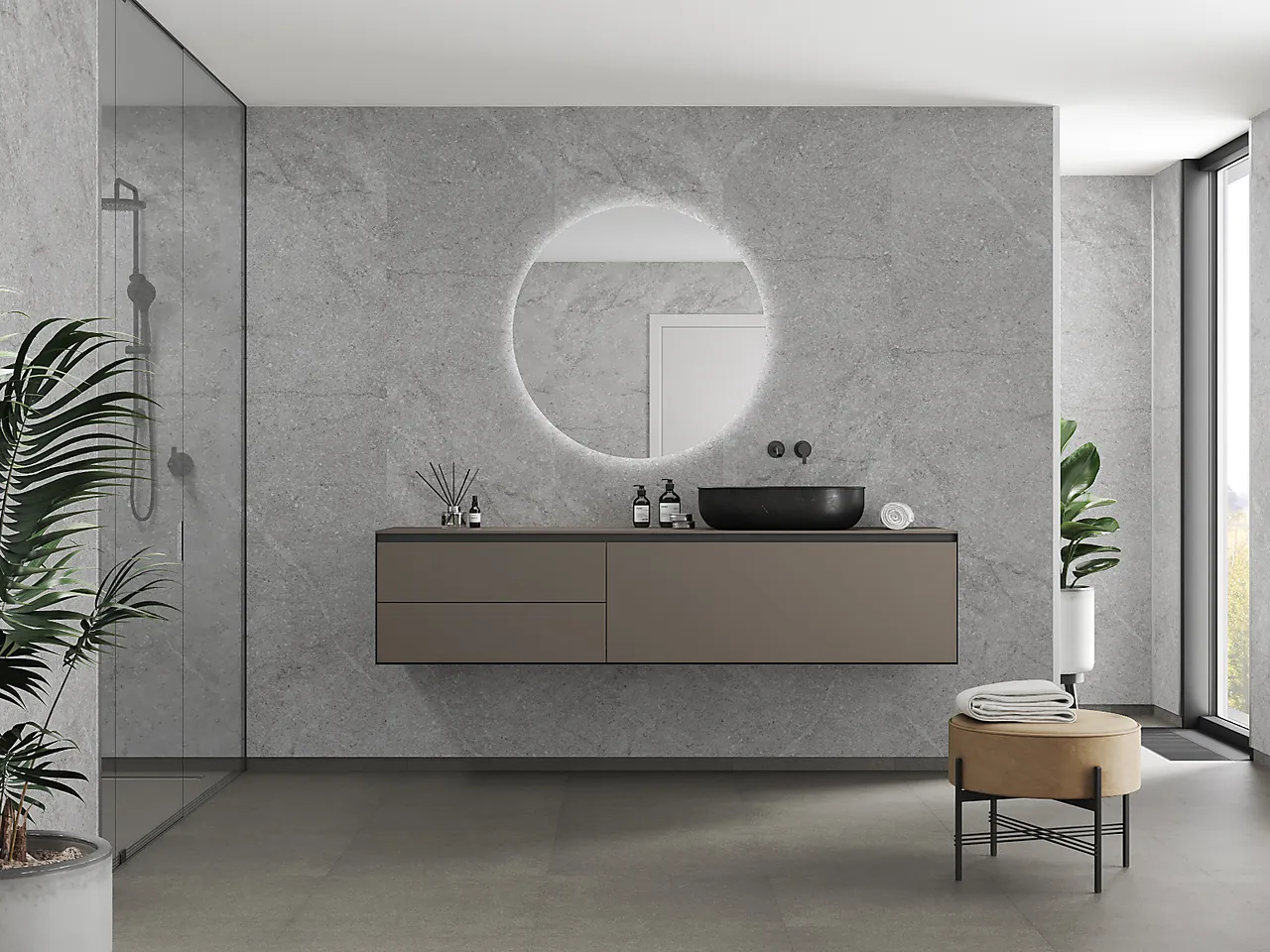 Baderomsplate Polished Stone 10x620x2400 mm Baderomsplate Polished Stone 10x620x2400 mm