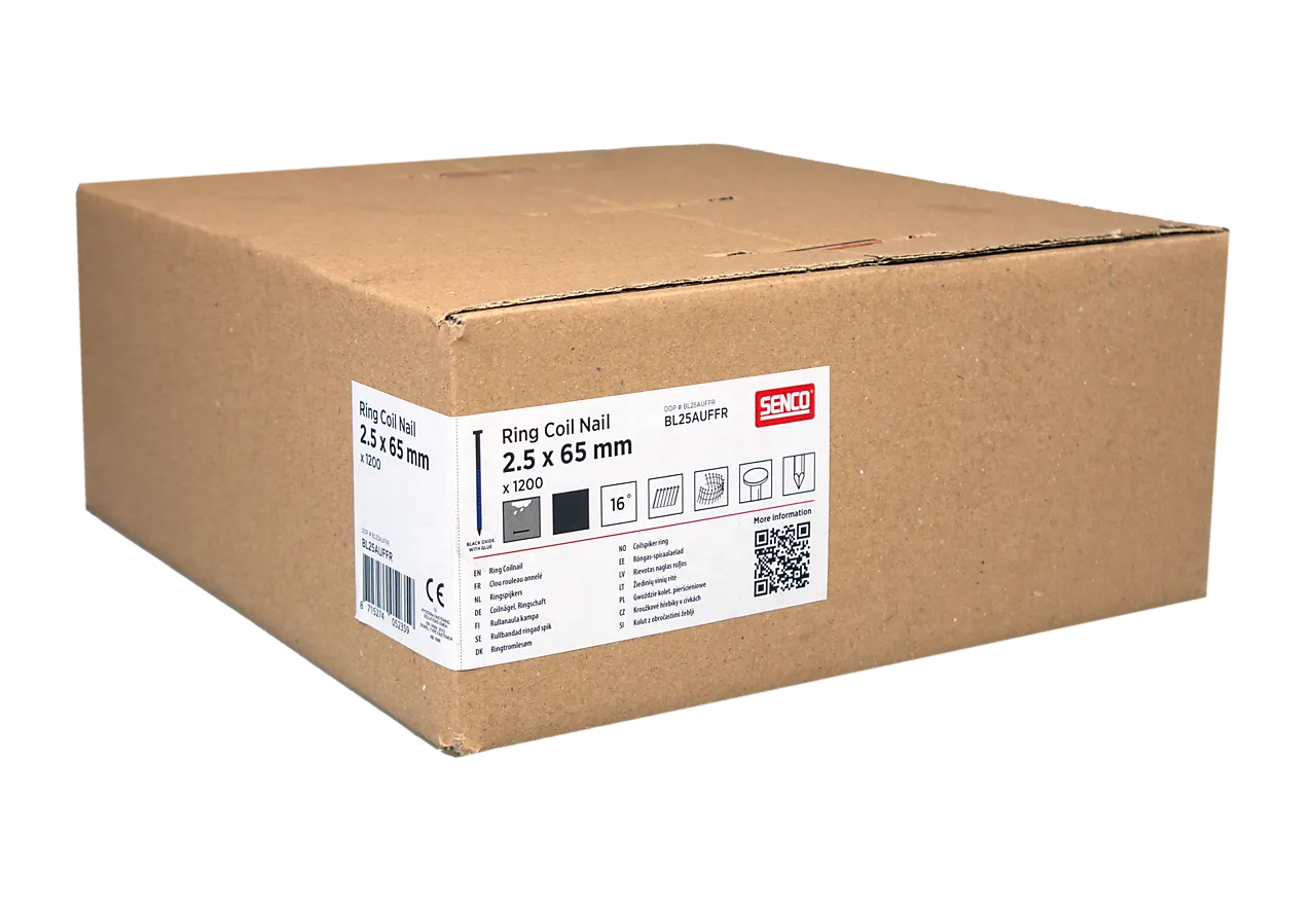 SENCO Coilspiker wirebånd 16° ringet A4 Svart Oxide 65x2,5 mm