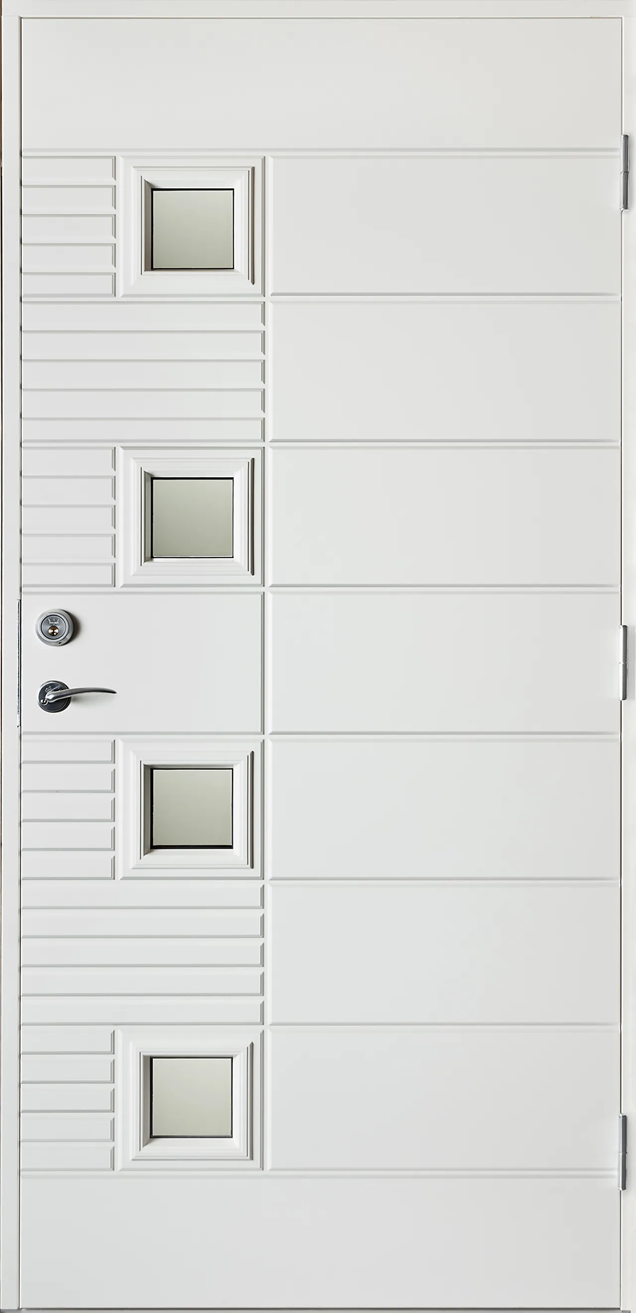 Ytterdør Katrine hvit sotet glass høyrehengslet 100x210 cm