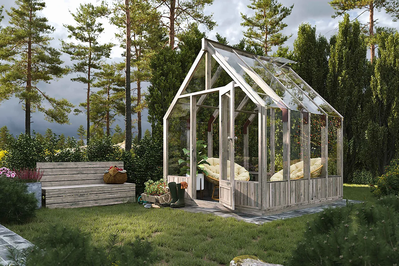 Drivhus Emilia glass tre 5,4 m² null - null - 2 - Miniatyr