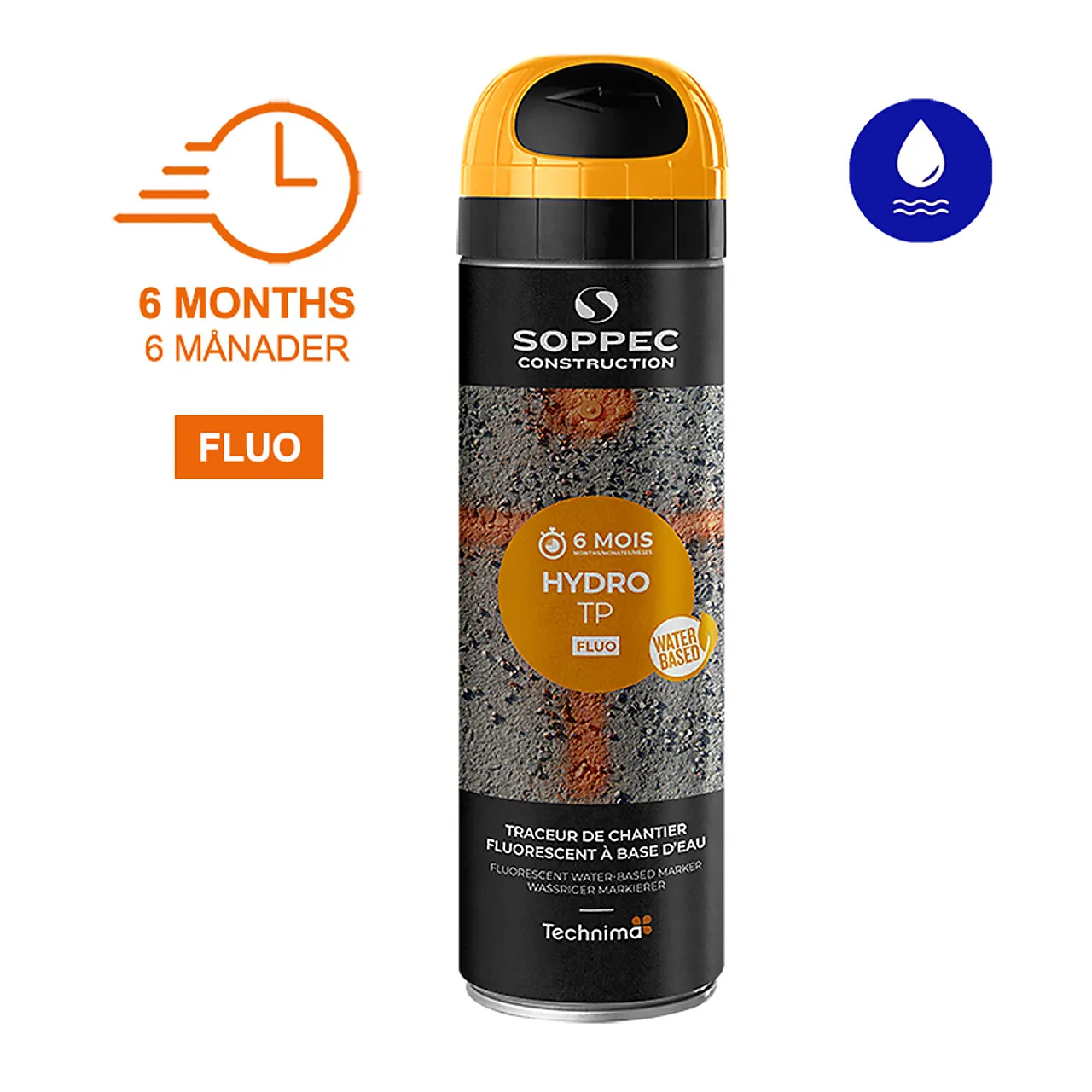 Merkespray Hydro TP Fluo 500 ml oransje