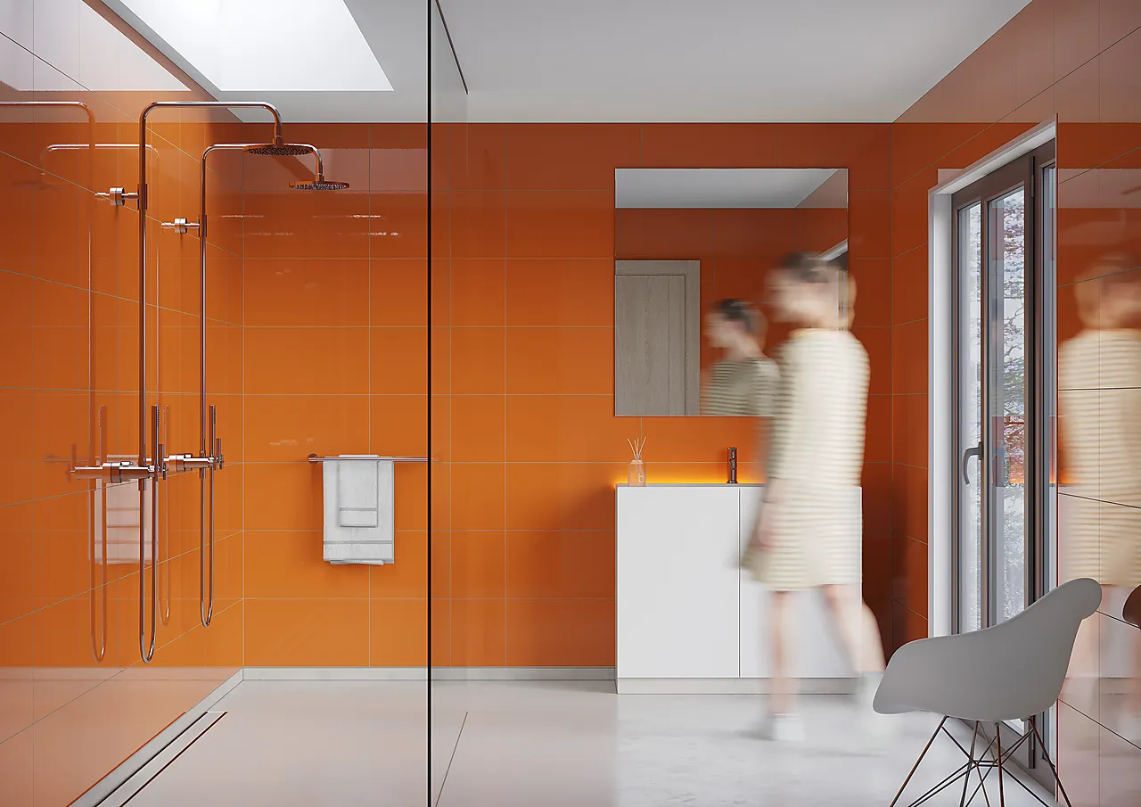 Fibo Baderomsplate 2122M6030 Orange 60x30cm 10x620x2400mm null - null - 3 - Miniatyr