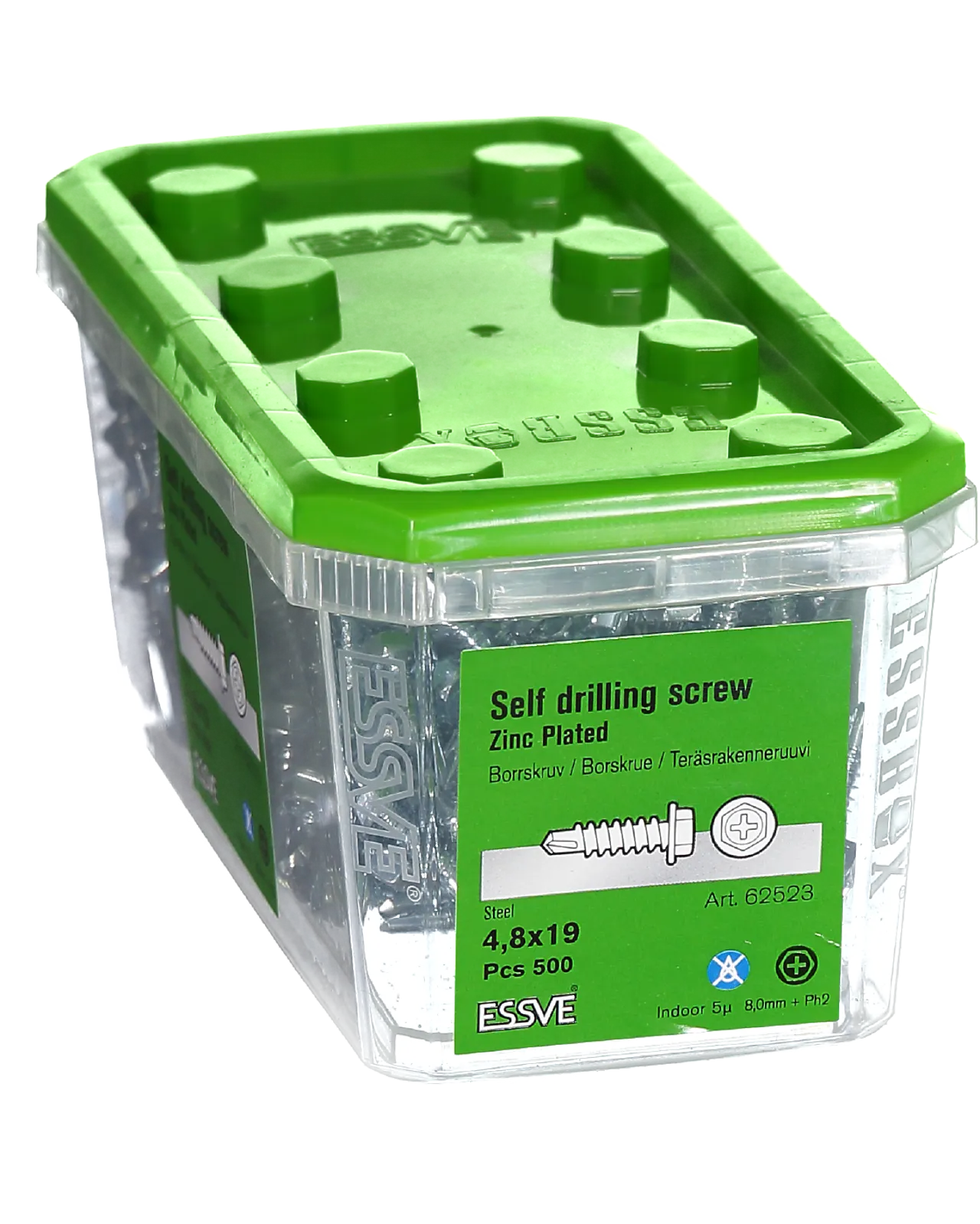 Borskrue 6-kant blankforsinket 4,8 x 19 mm 500 stk null - null - 2 - Miniatyr