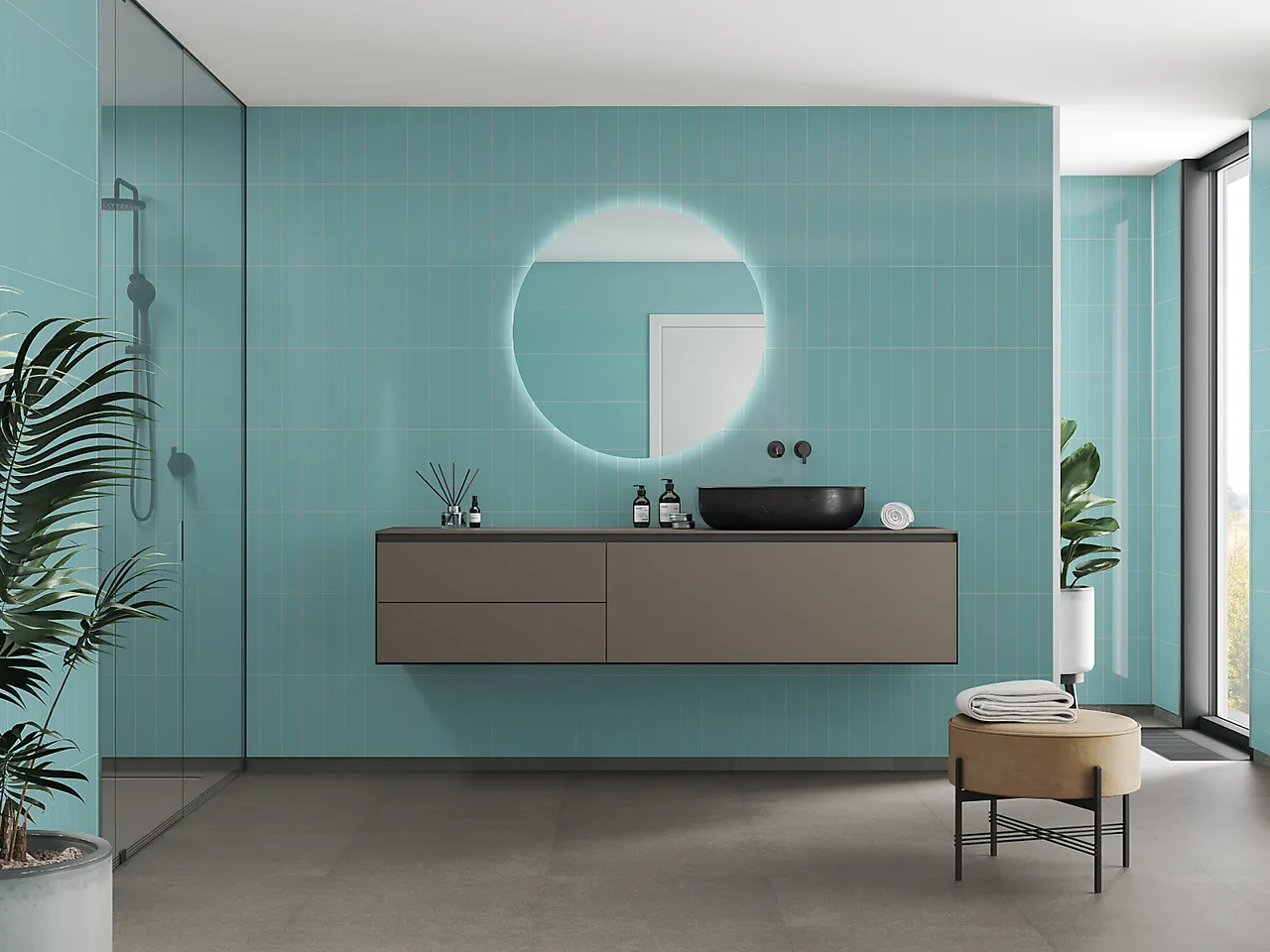 Fibo Baderomsplate 2212M0830 Aquamarine 8x30cm 10x620x2400mm null - null - 2 - Miniatyr