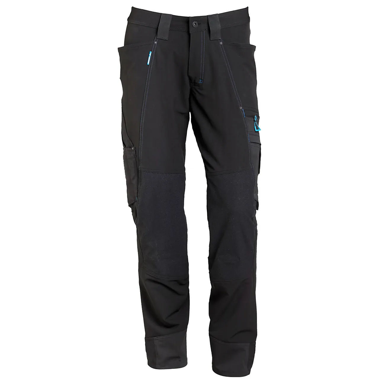 Bukse 17179 svart 82c50 med knælommer, stretch, lav vekt